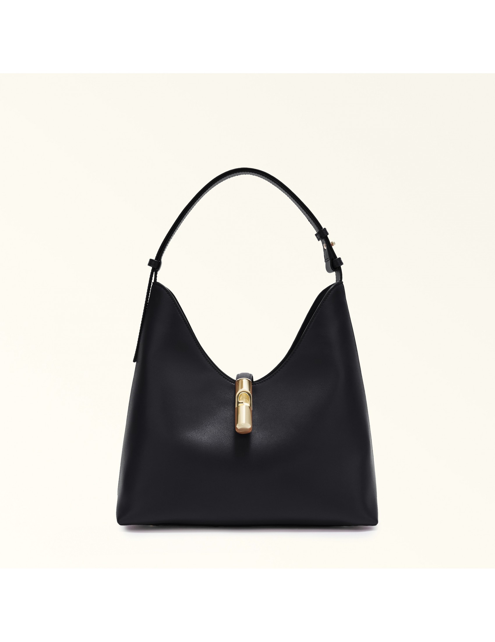 FURLA GOCCIA M LEATHER SHOULDER BAG BLACK COLOR