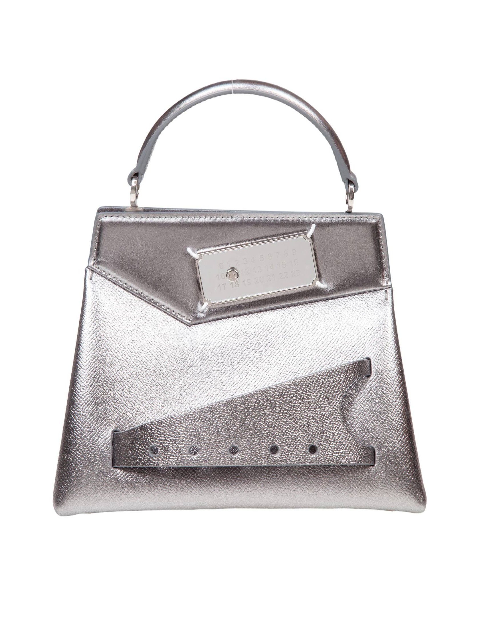 MAISON MARGIELA SNATCHED HANDBAG SMALL IN METALLIC LEATHER