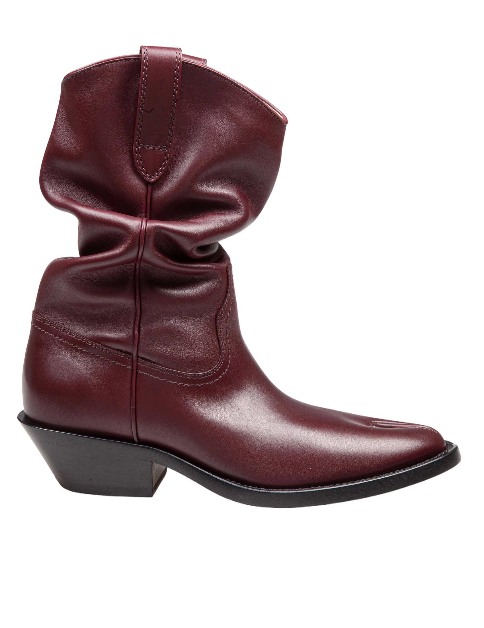 MAISON MARGIELA STIVALE TEXANO TABI IN PELLE COLORE BORDEAUX