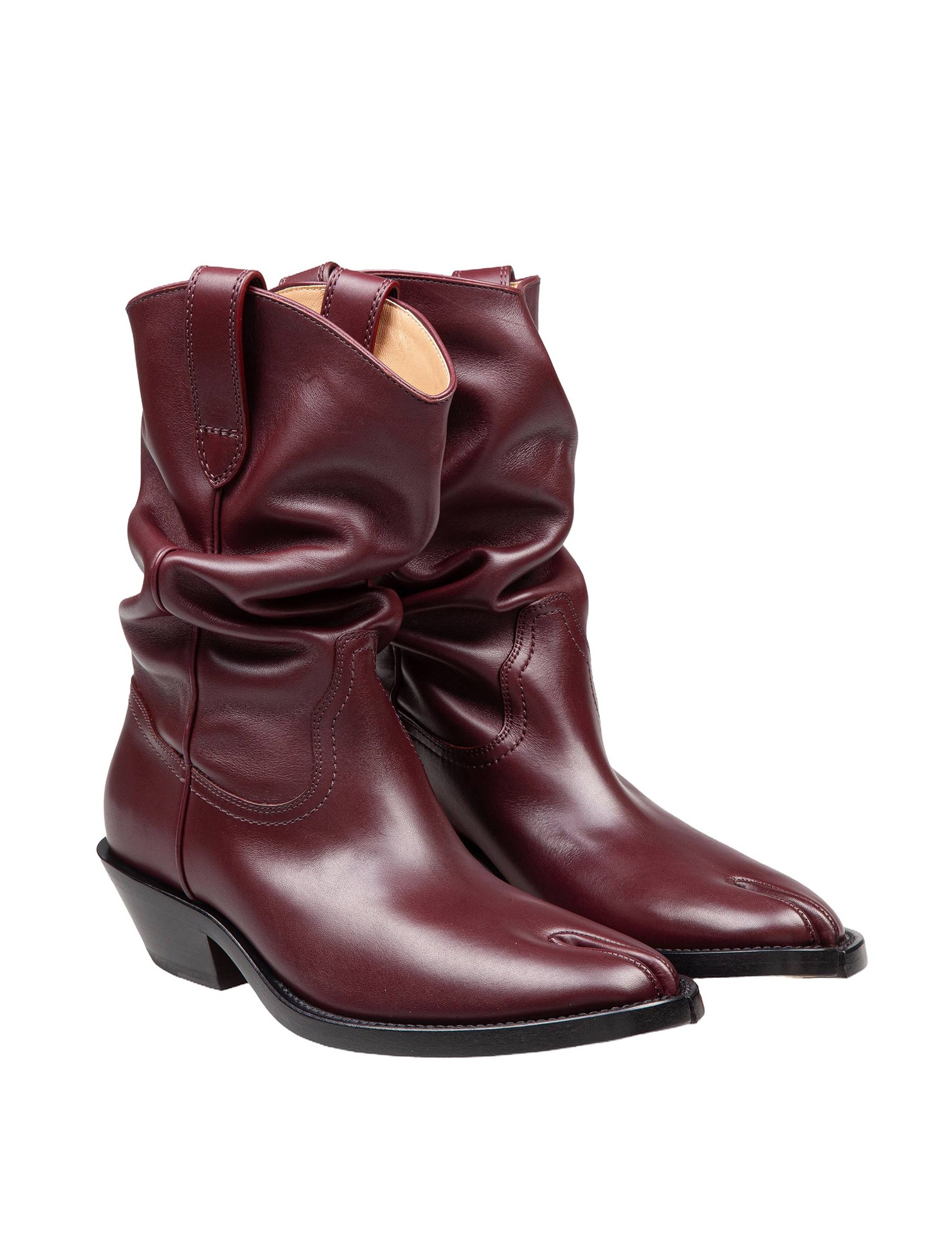 MAISON MARGIELA TABI TEXAN BOOT IN LEATHER COLOR BORDEAUX