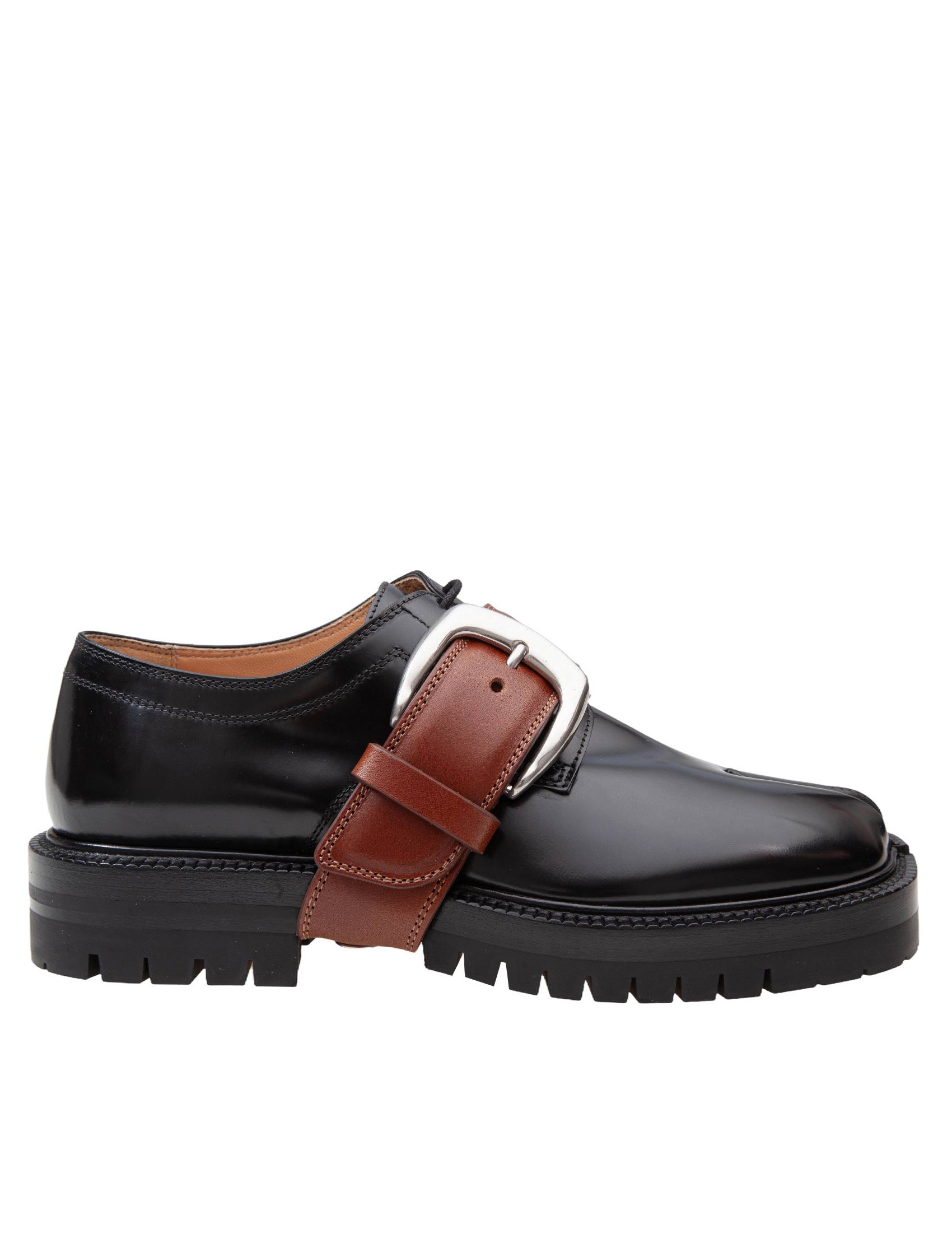 MAISON MARGIELA DERBY SHOE IN BRUSHED LEATHER COLOR BLACK