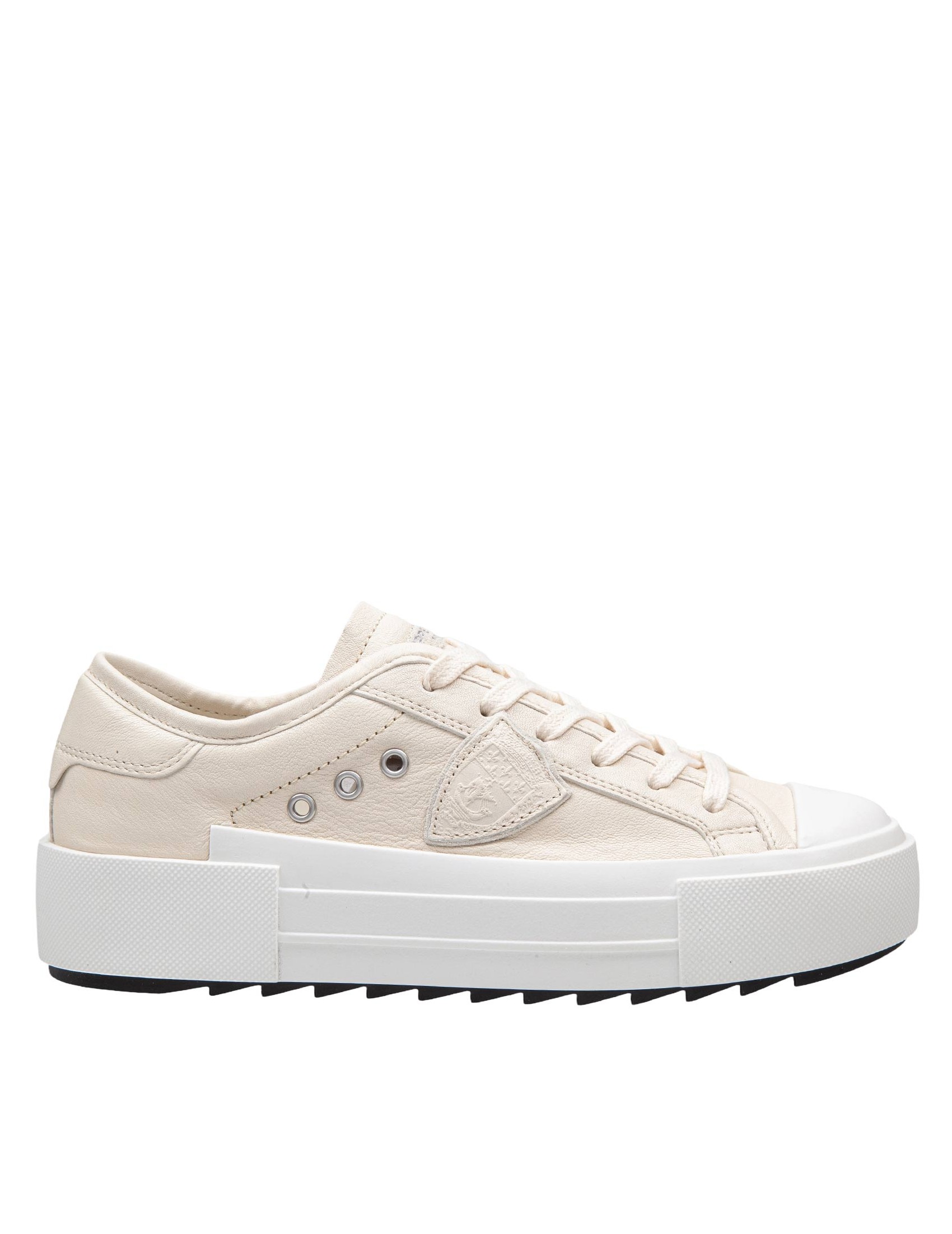 PHILIPPE MODEL SNEAKERS PARIS HAUTE LOW IN MILK COLOR LEATHER