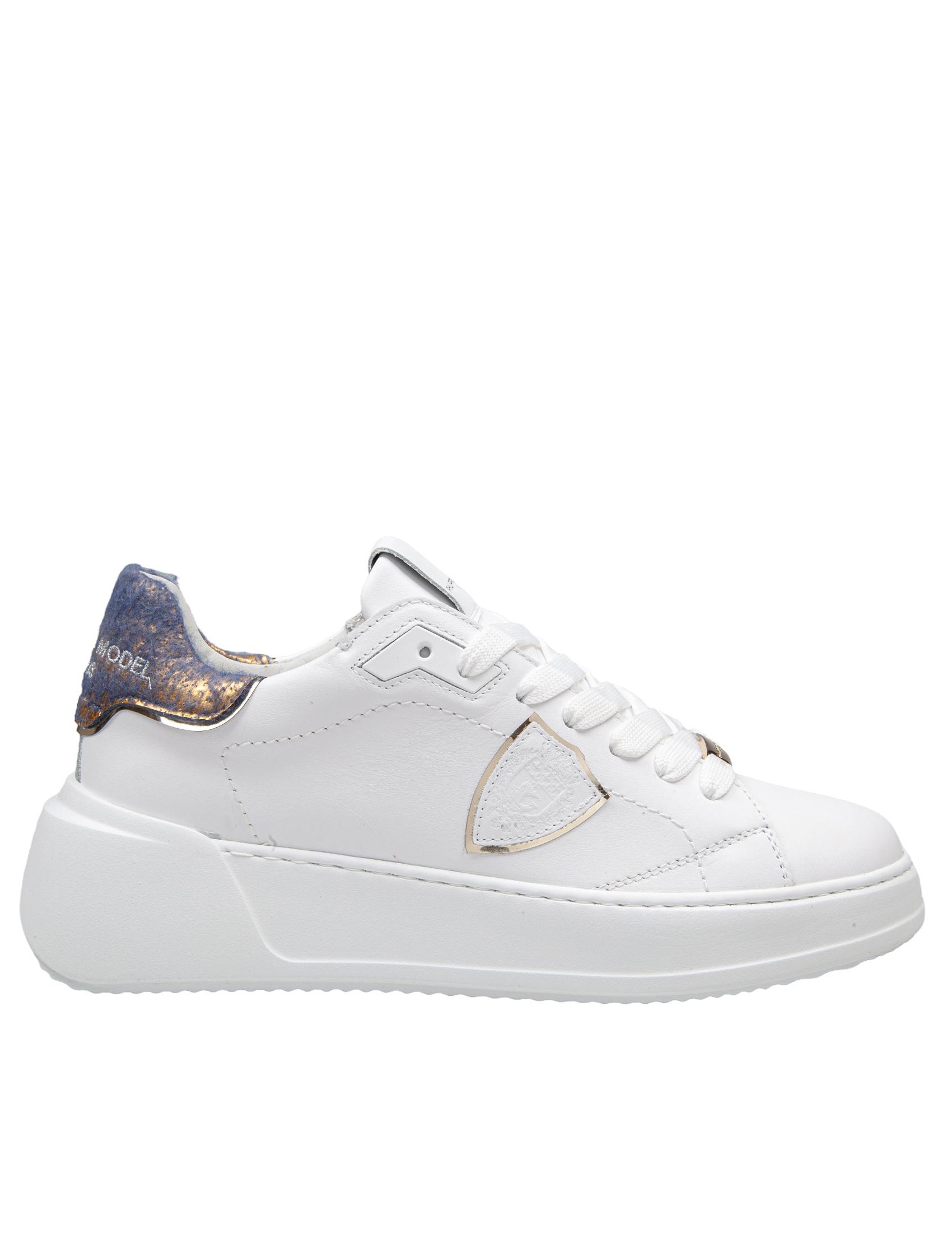 PHILIPPE MODEL TRES TEMPLE LOW IN LEATHER WHITE COLOR