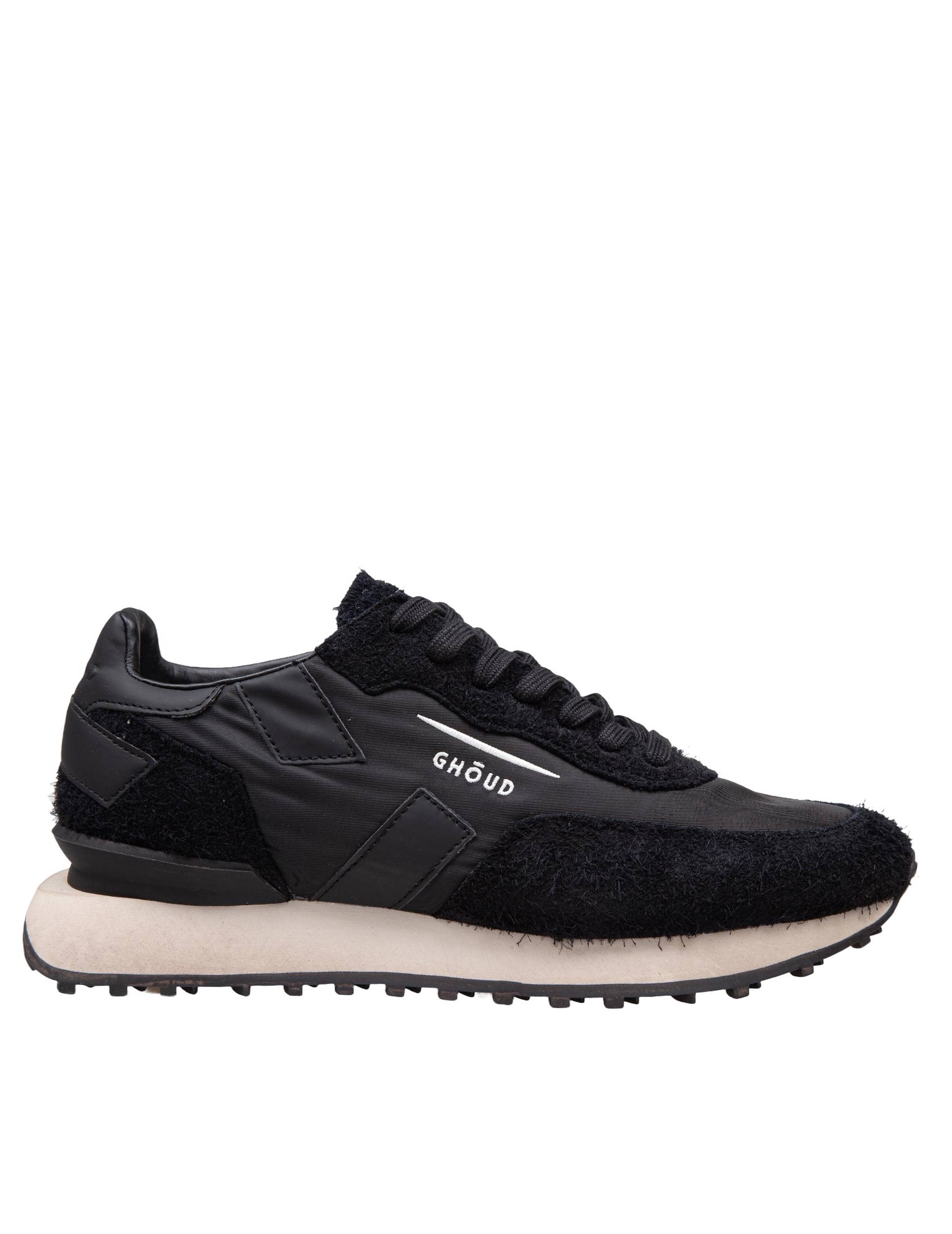 GHOUD RUSH ONE NYLON AND SUEDE SNEAKERS BLACK COLOR