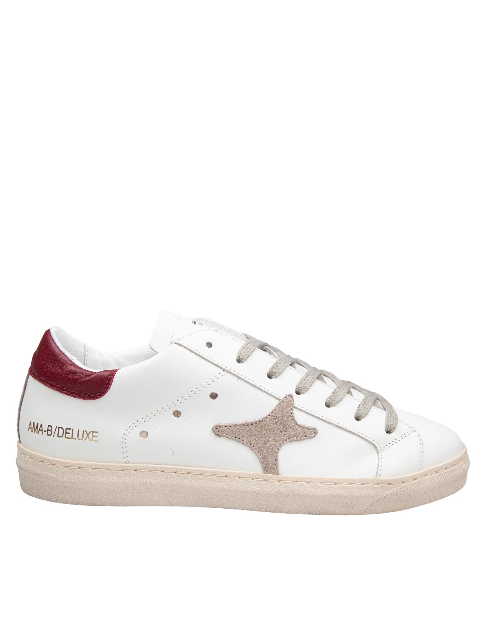 AMA BRAND LEATHER SNEAKERS WHITE AND RED COLOR