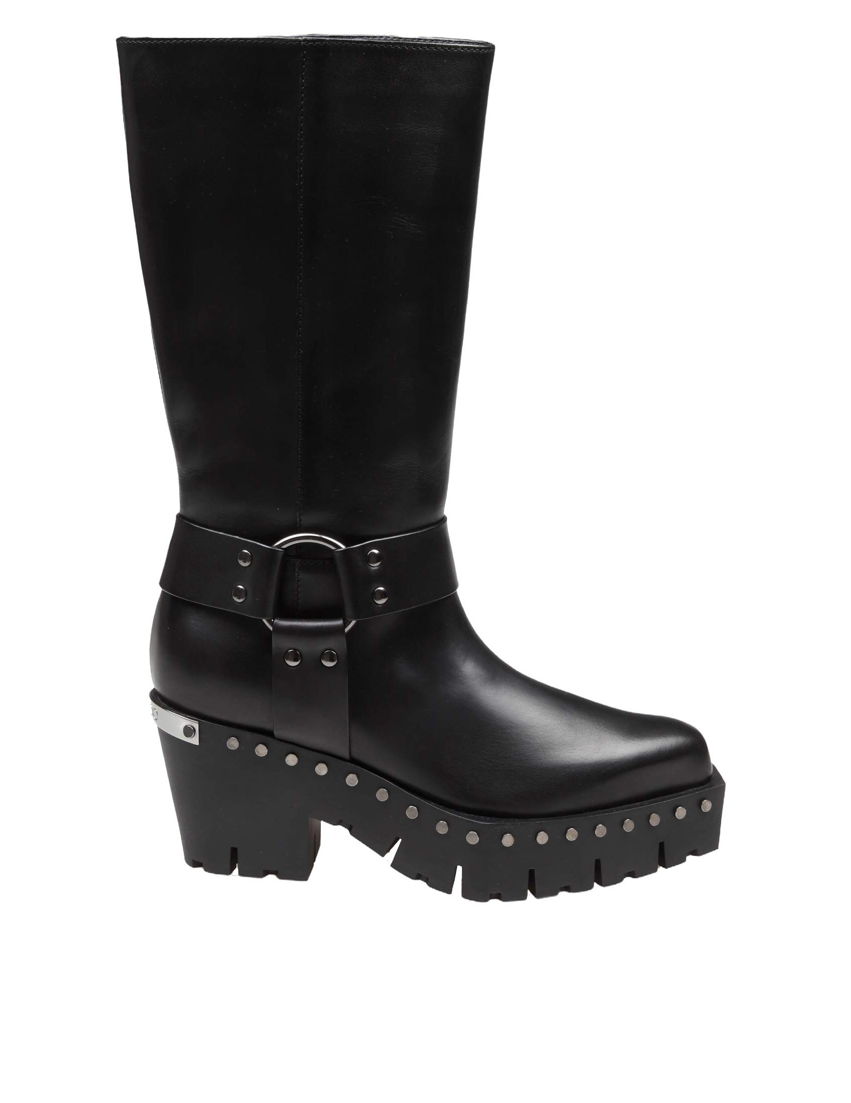 JIMMY CHOO LEATHER BOOT WITH STUDS COLOR BLACK