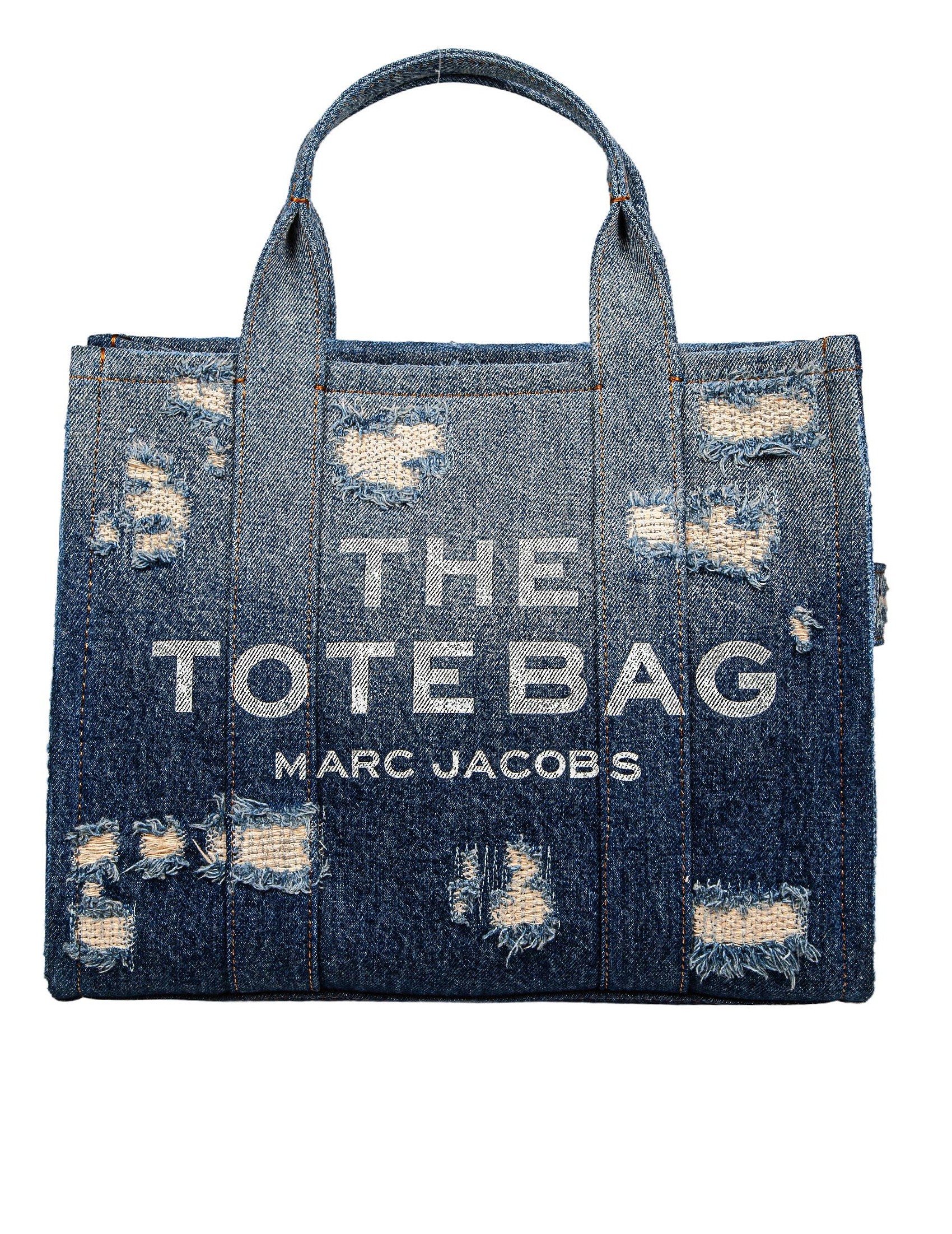 MARC JACOB  THE RIP AND REPAIR DENIM MEDIUM TOTE BAG