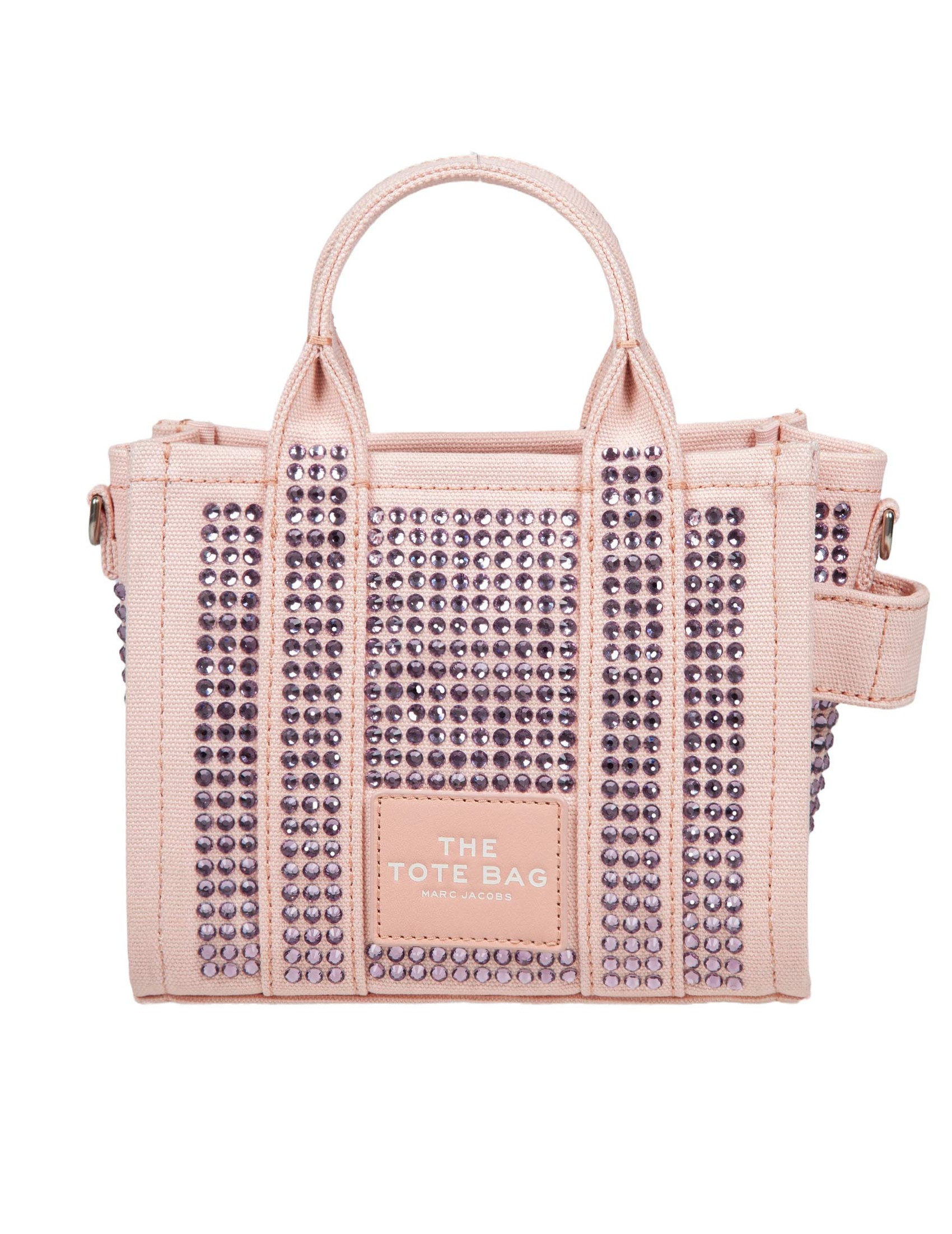 MARC JACOBS THE MINI TOTE IN CANVAS AND CRYSTALS COLOR PINK