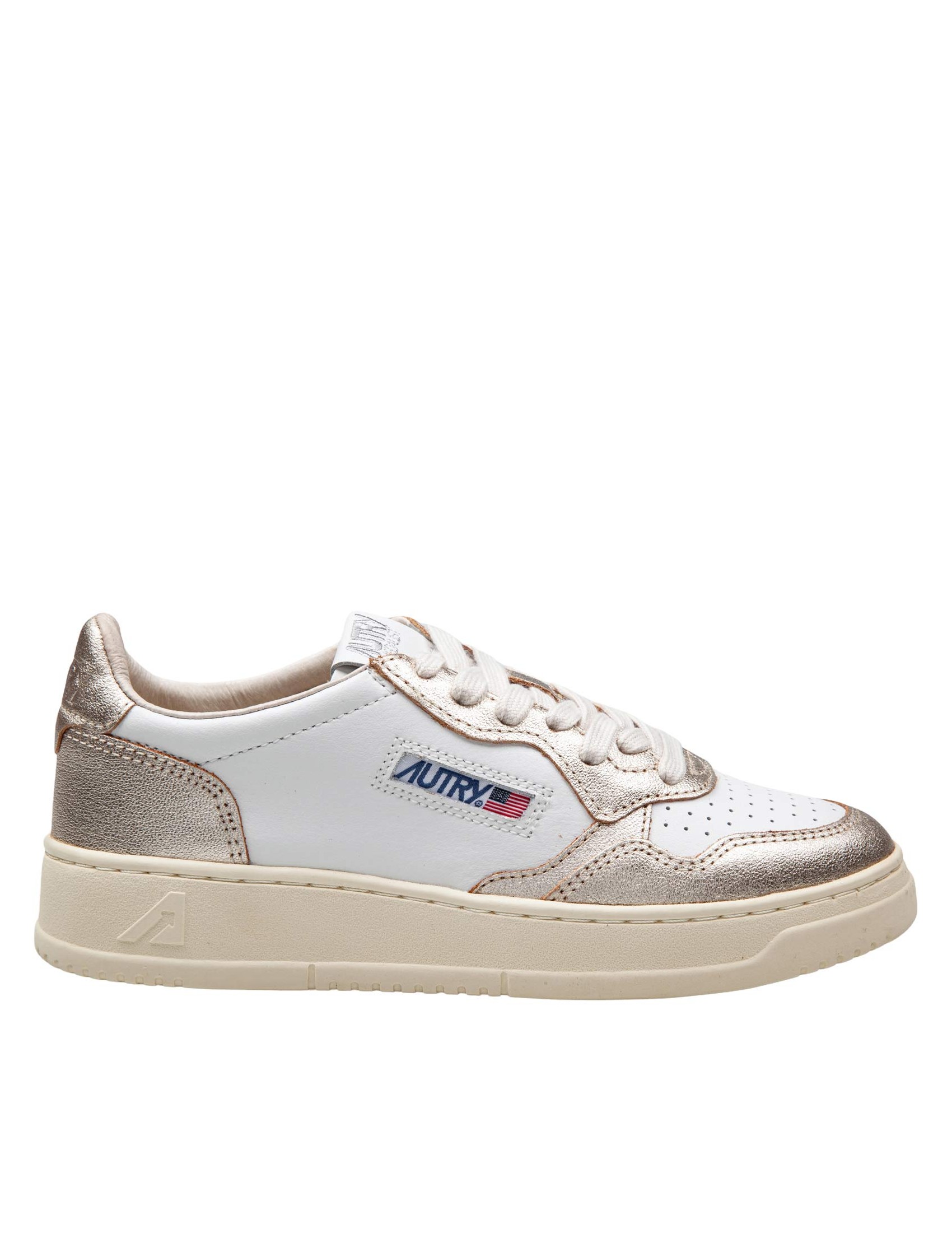 AUTRY SNEAKERS IN PELLE COLORE BIANCO E PLATINO