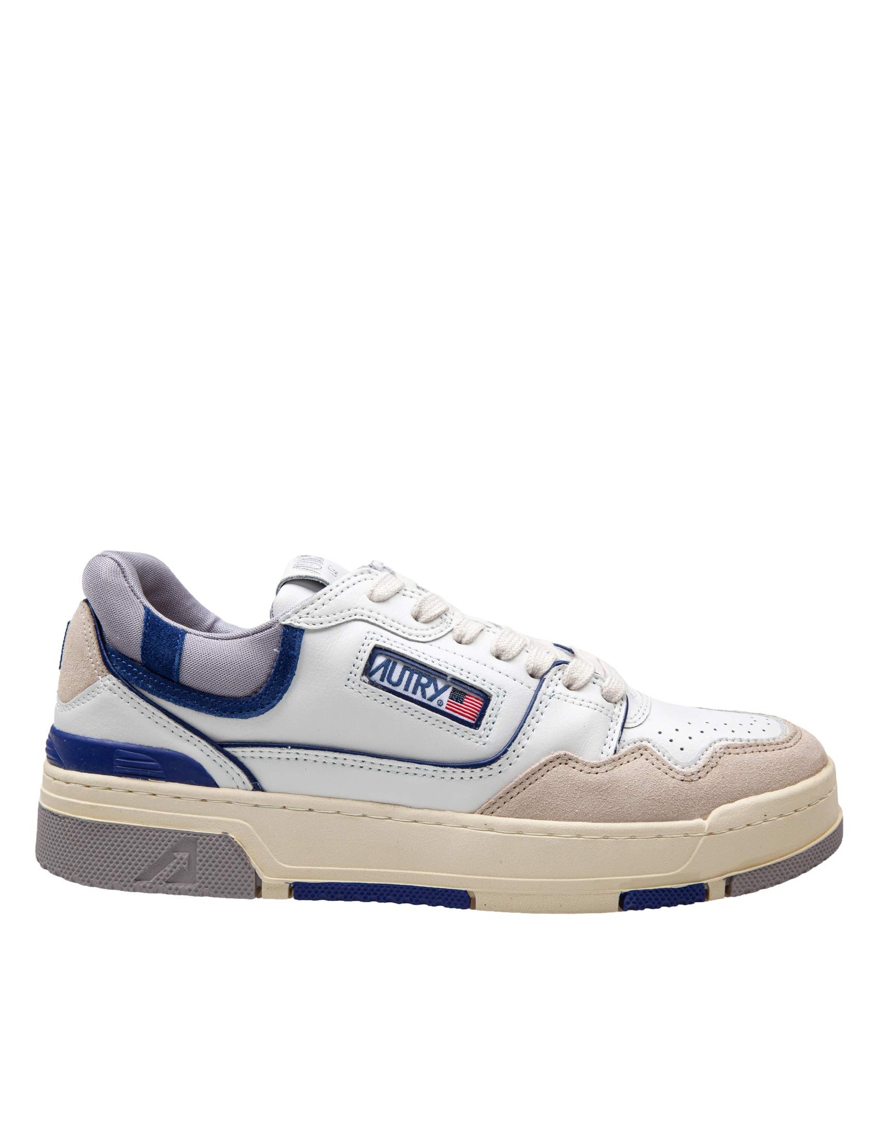 AUTRY SNEAKERS CLC IN LEATHER AND SUEDE COLOR WHITE/BLUE