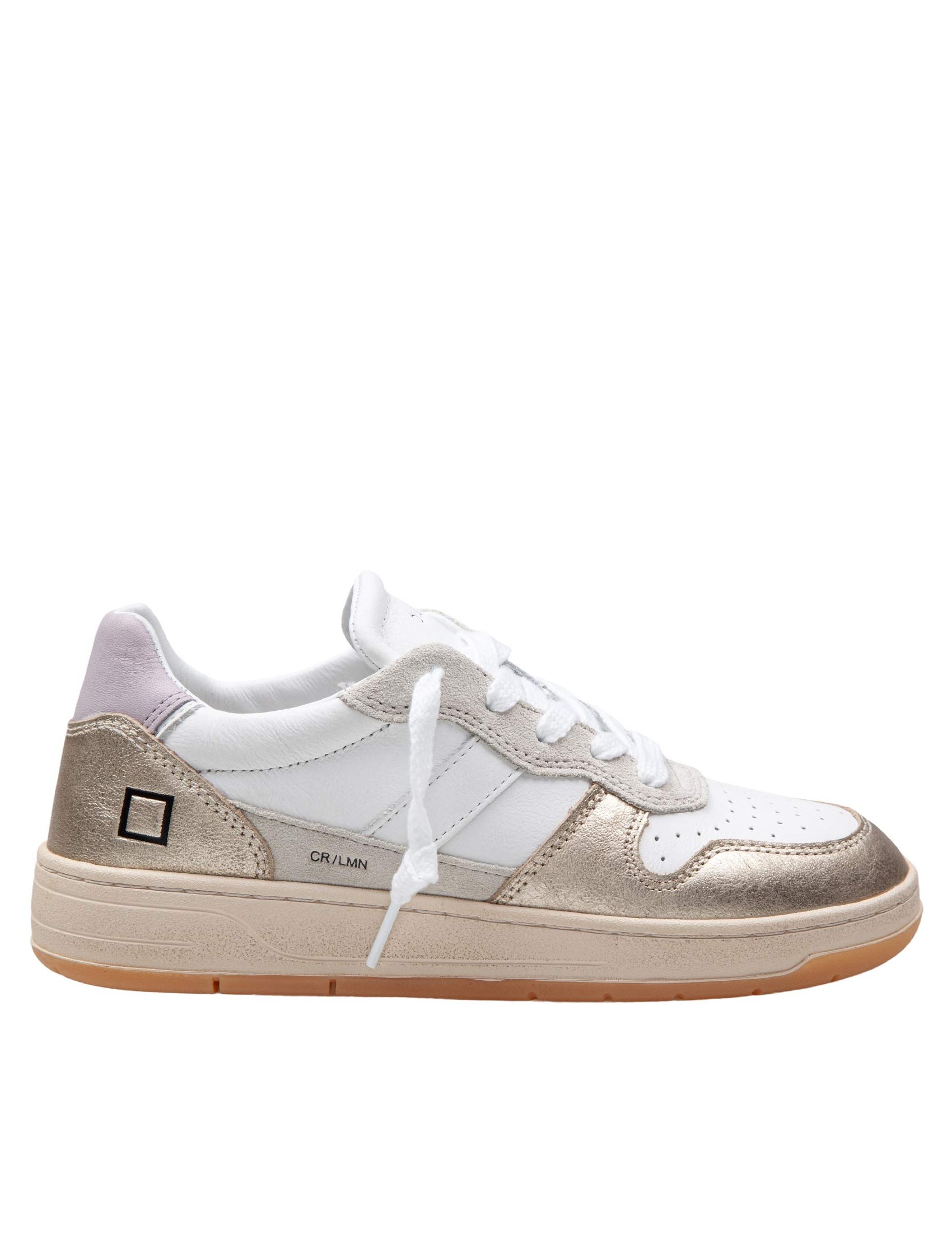 D.A.T.E. COURT 2.0 LEATHER SNEAKERS WHITE AND GOLD COLOR