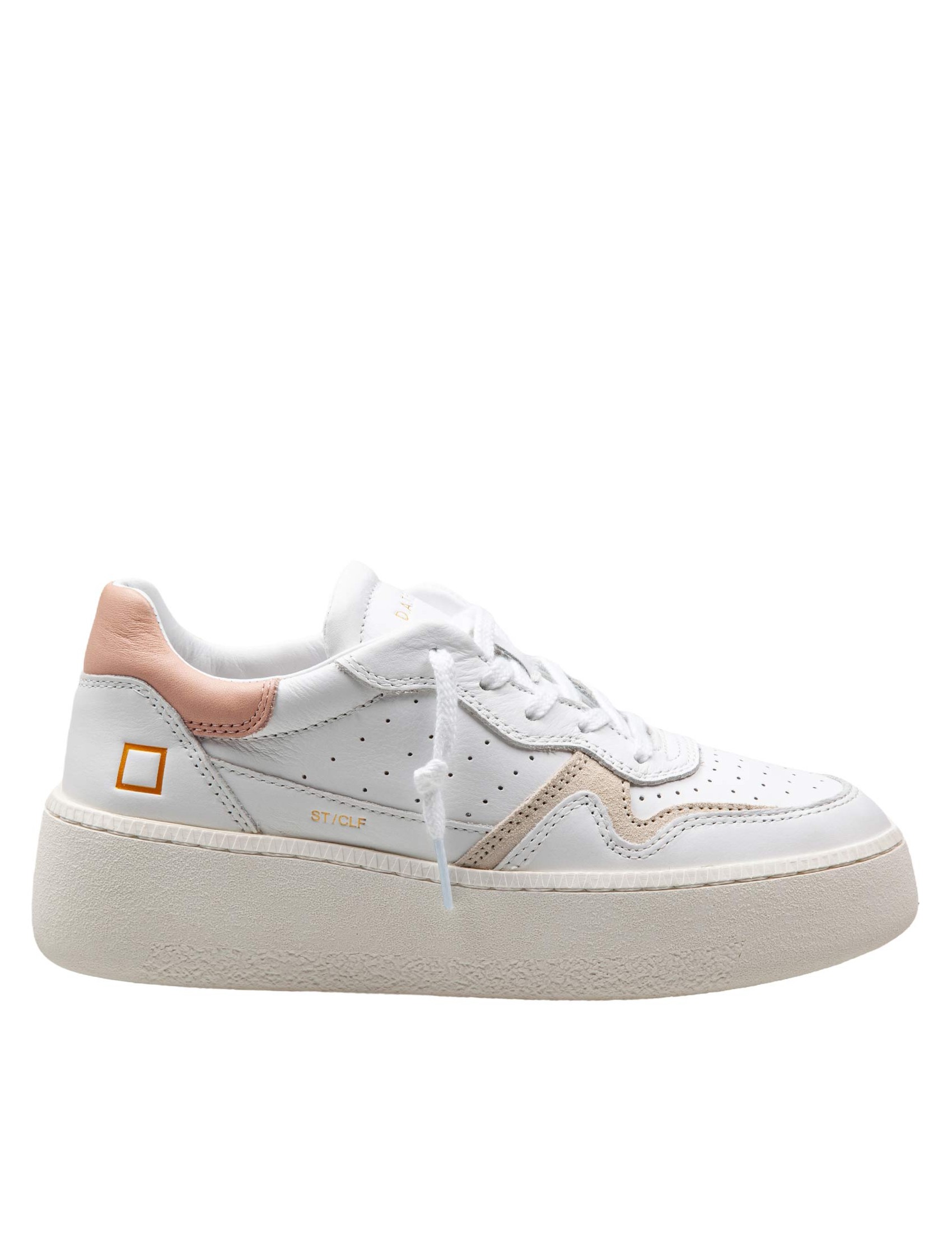 D.A.T.E. SNEAKERS STEP IN PELLE COLORE BIANCO E ROSA