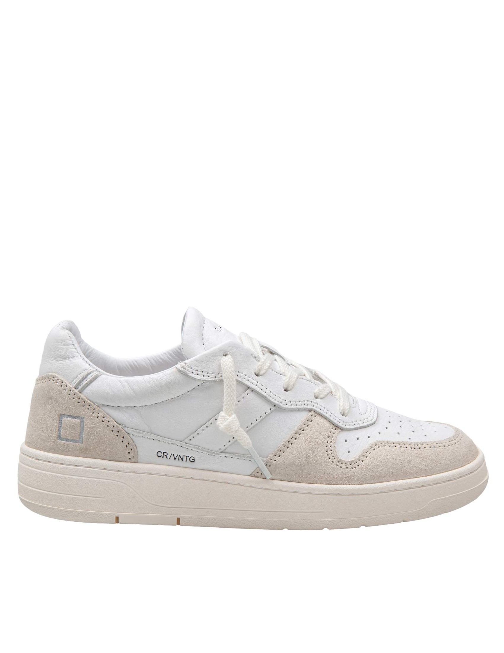 D.A.T.E. COURT 2.0 VINTAGE LEATHER AND SUEDE SNEAKERS WHITE COLOR