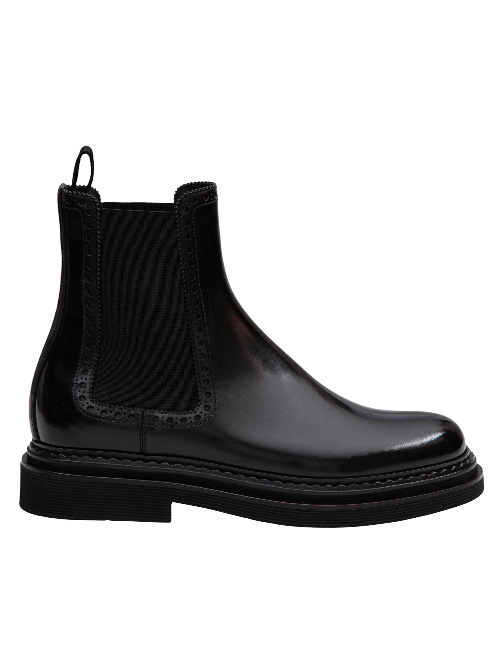 DOLCE & GABBANA BLACK LEATHER ANKLE BOOT