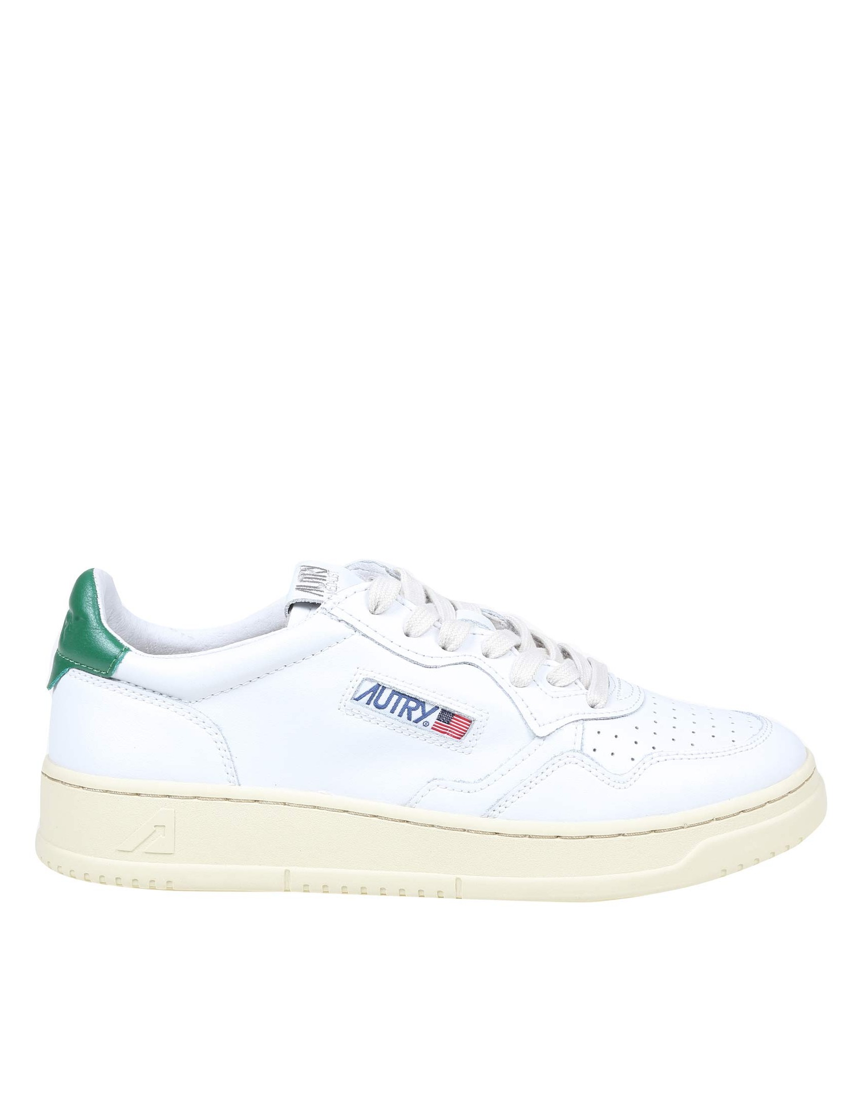 AUTRY MEDALISTAUTRY LEATHER SNEAKERS COLOR WHITE AND GREEN