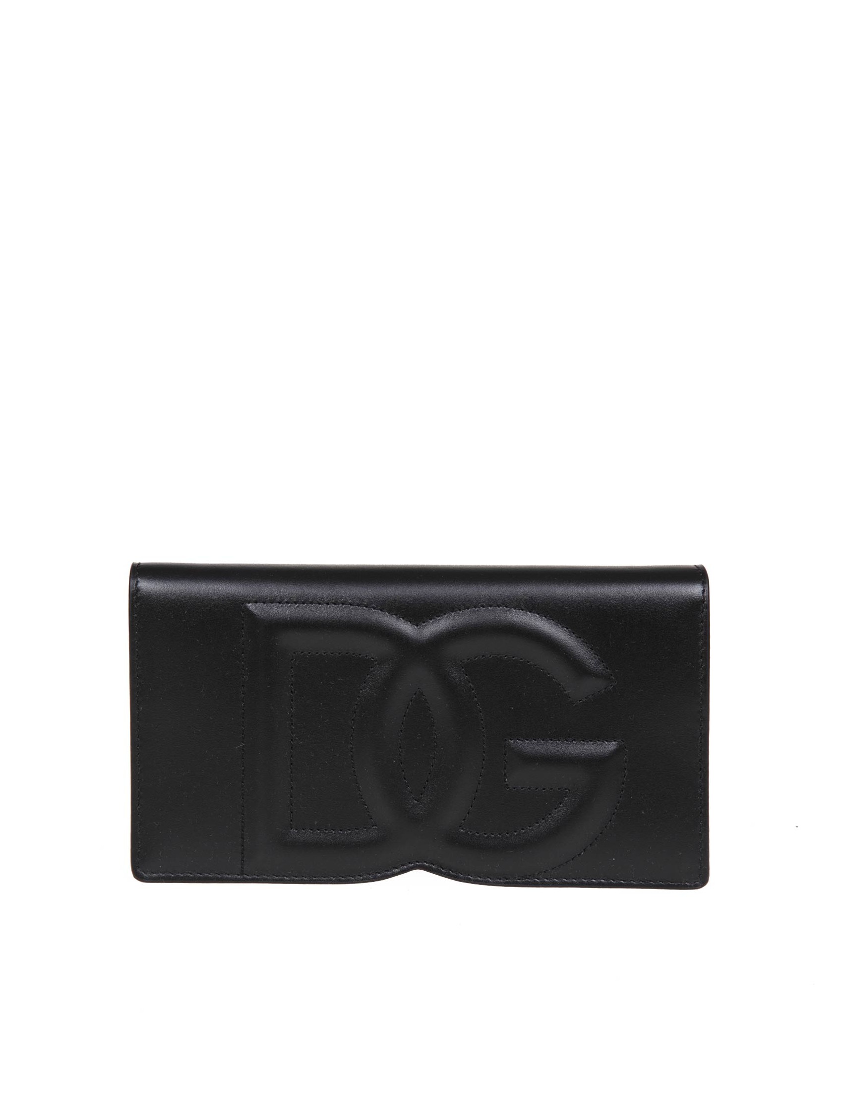 DOLCE & GABBANA PHONE BAG IN BLACK LEATHER