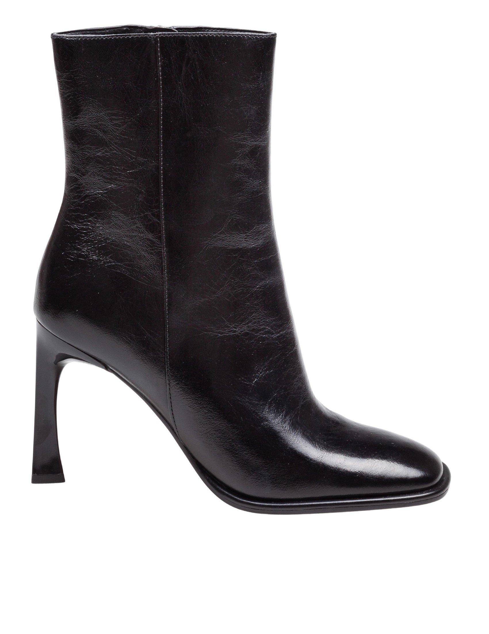 MICHAEL KORS KELSEA ANKLE BOOT IN CRACKLE' LEATHER COLOR BLACK