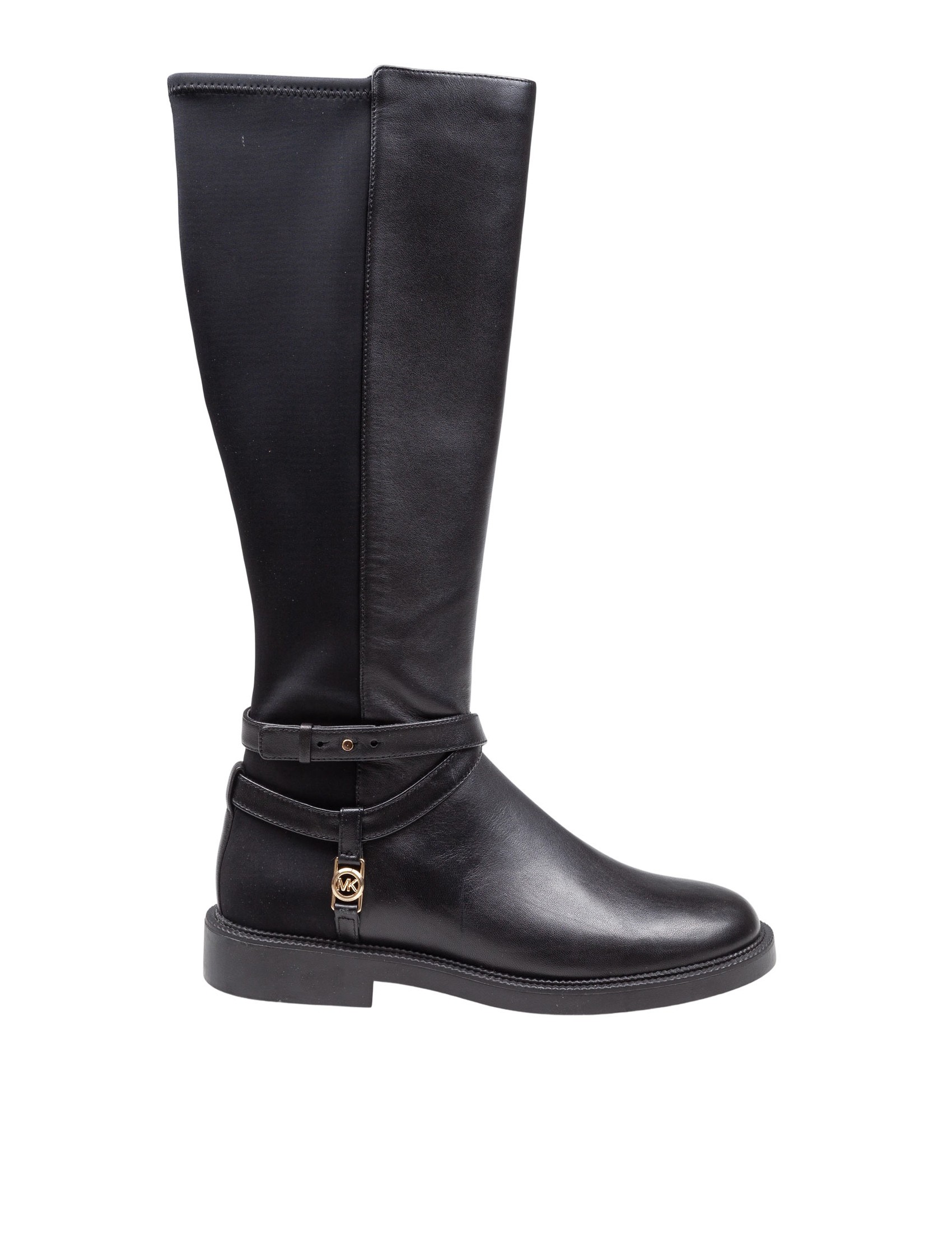 MICHAEL KORS ABIGAIL BOOT IN LEATHER AND NYLON COLOR BLACK