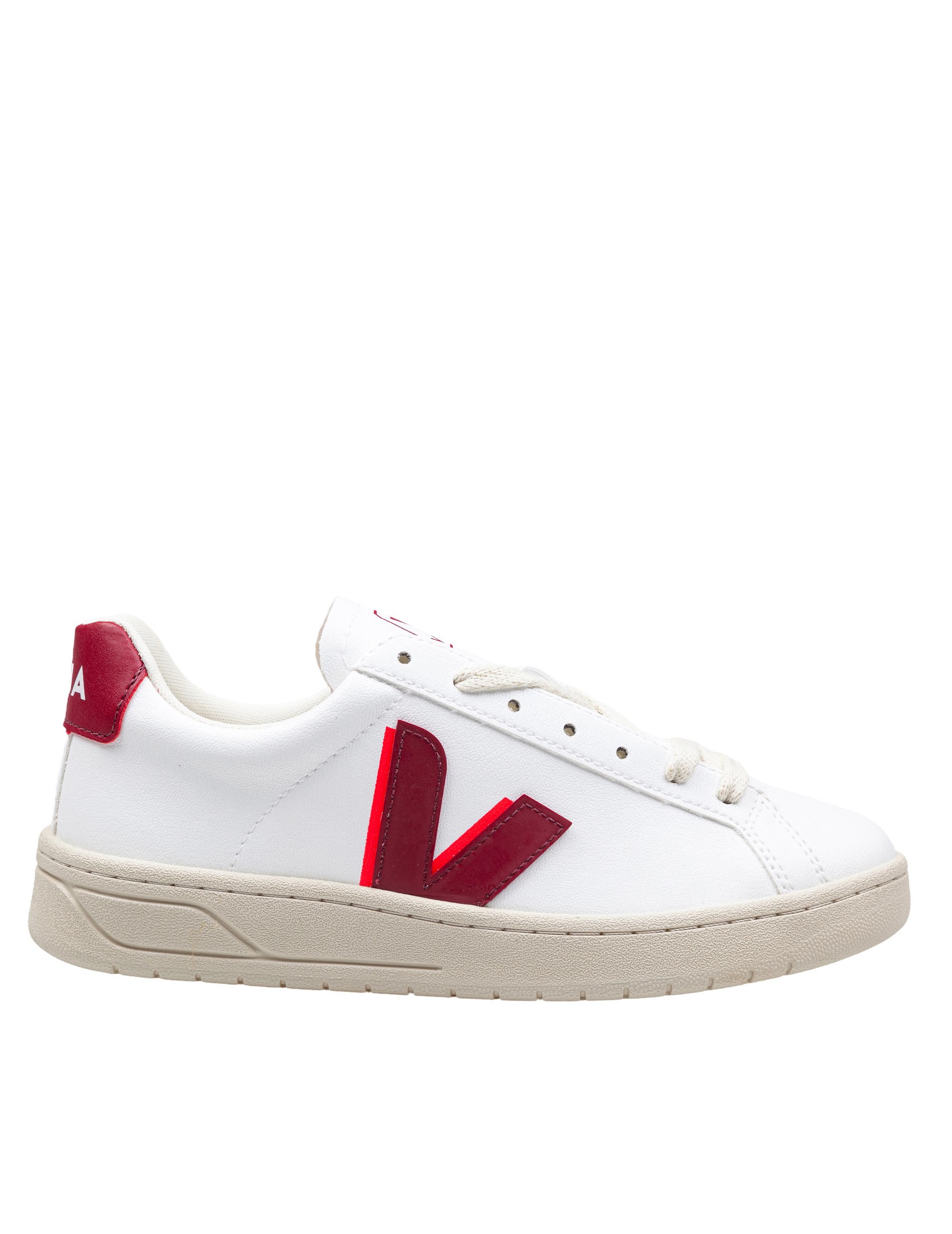 VEJA URCA URCA SNEAKERS IN LEATHER COLOR WHITE AND RED