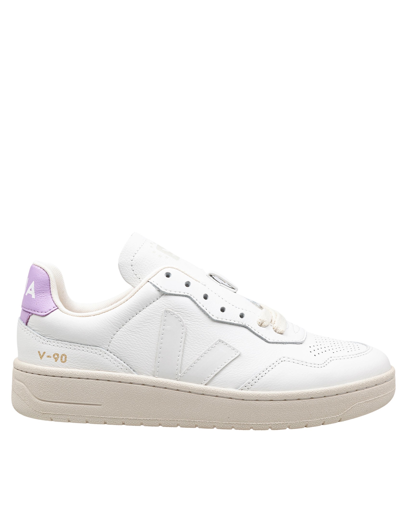 VEJA SNEAKERS V 90 IN LEATHER COLOR WHITE/ORCHID