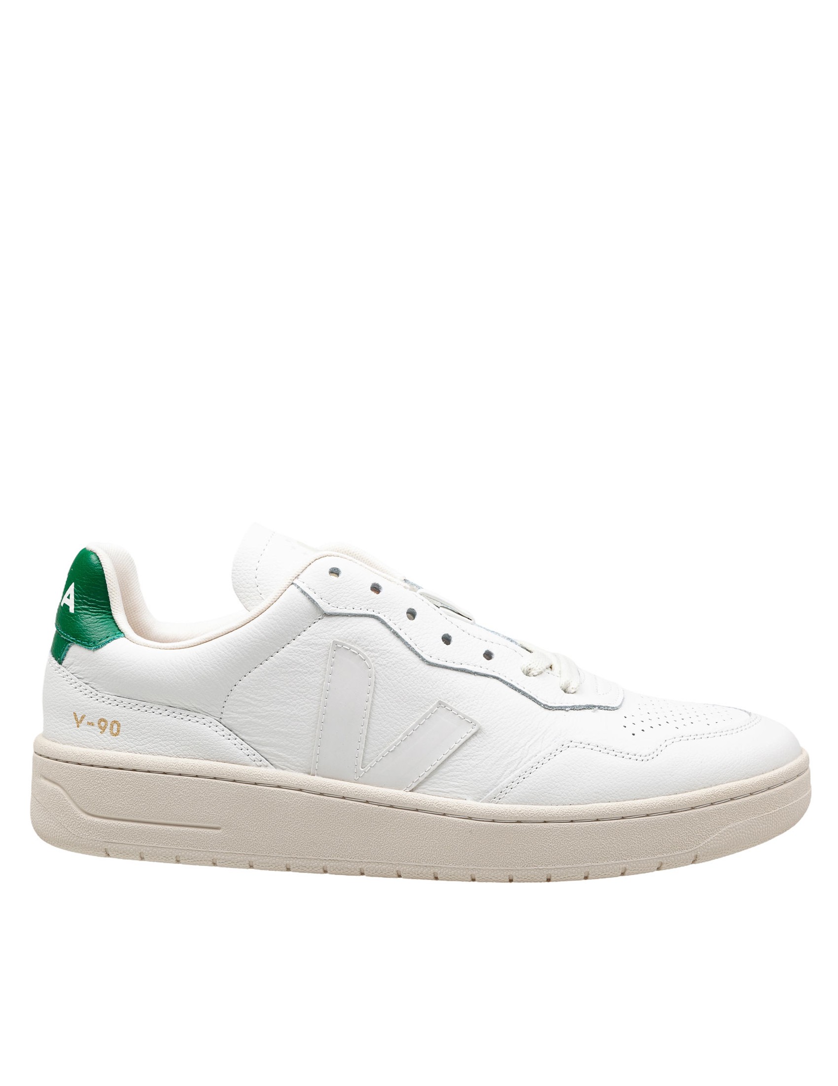 VEJA SNEAKERS V 90 IN LEATHER COLOR WHITE/GREEN