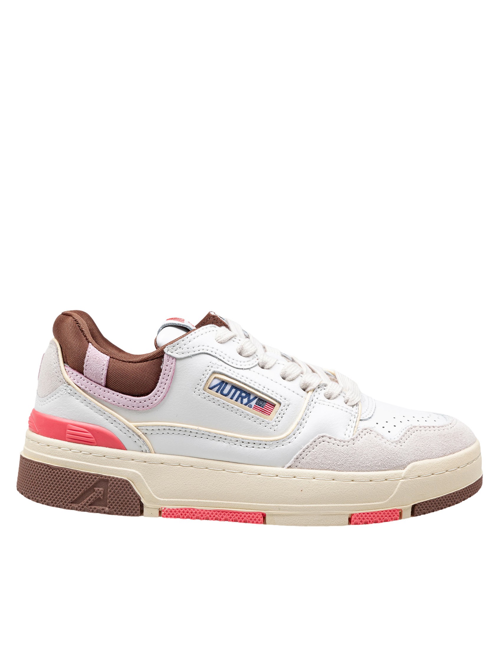 AUTRY SNEAKERS CLC LOW IN SUEDE E NABUK BIANCO E MARRONE