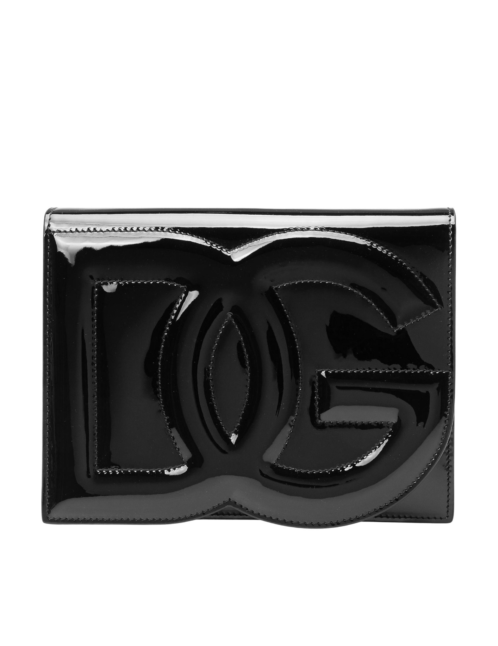 DOLCE & GABBANA PATENT LEATHER CROSSBODY BAG WITH BLACK LOGO