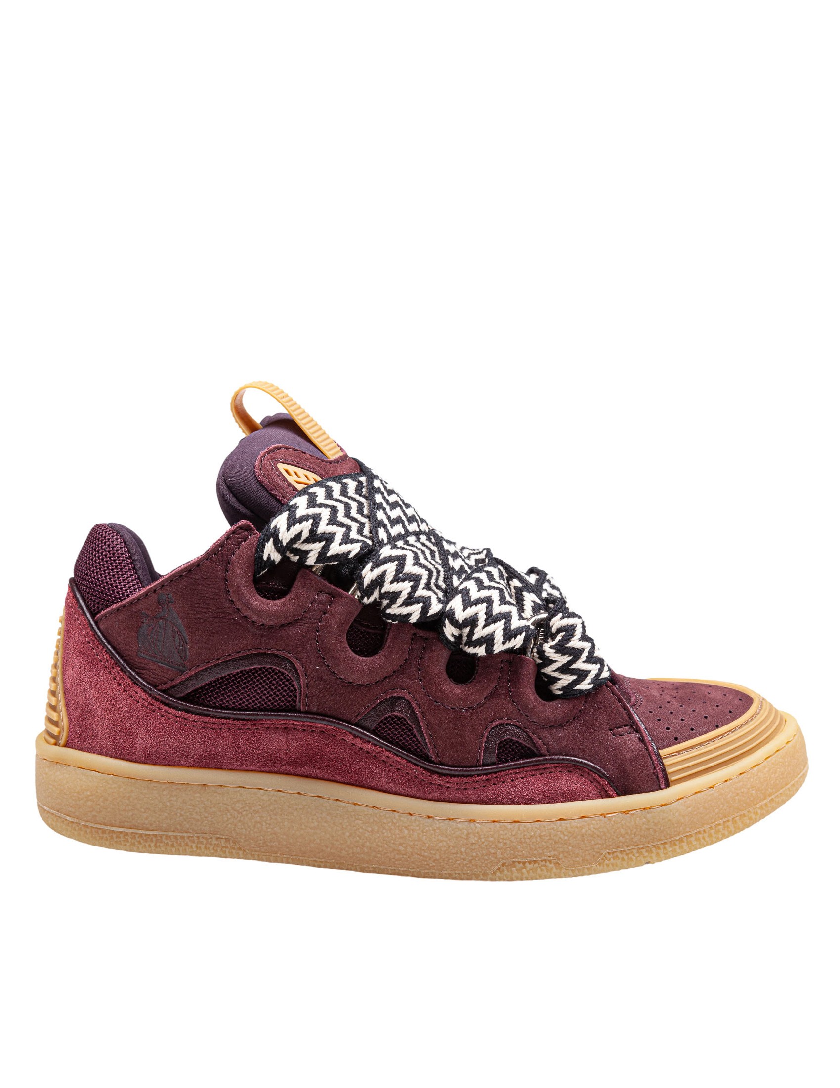 LANVIN CURB SNEAKER IN CAMOSCIO E TESSUTO COLORE BORDEAUX