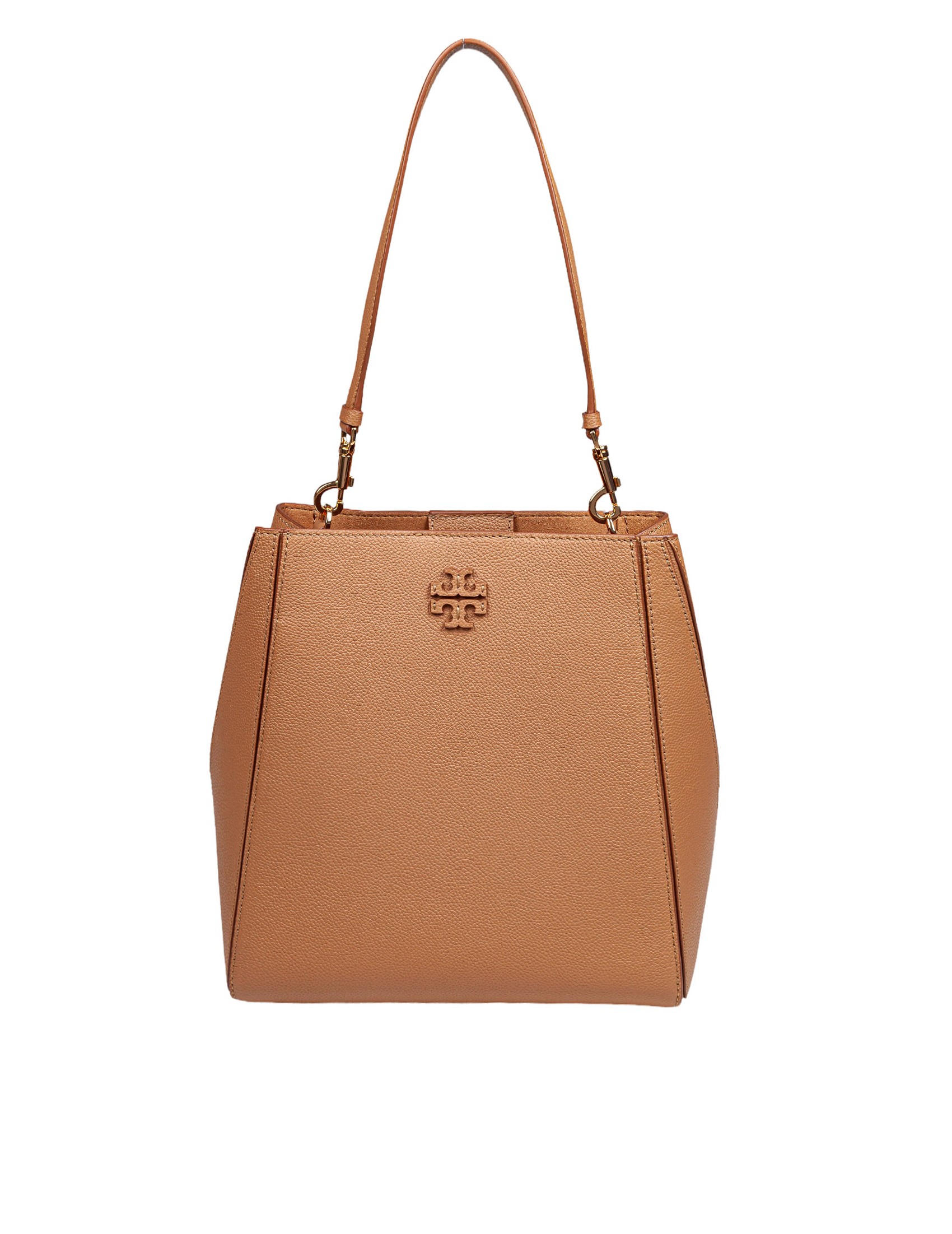 TORY BURCH MCGRAW LEATHER BUCKET BAG TIRAMISU COLOR