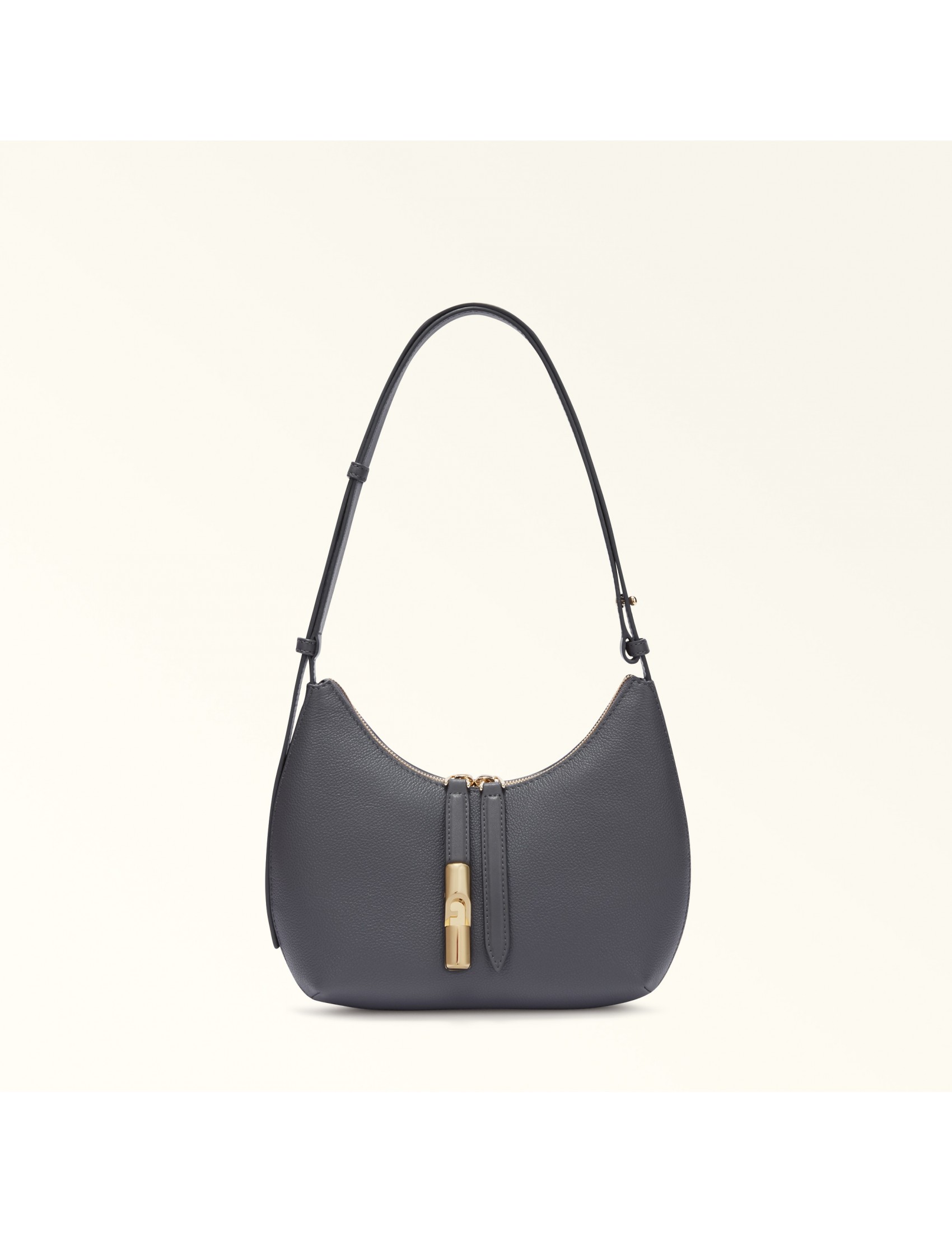 FURLA GOCCIA S SHOULDER BAG IN GREY LEATHER