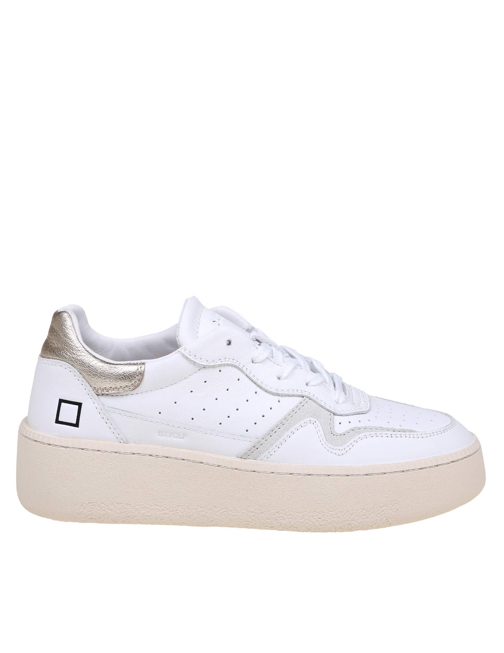 D.A.T.E. SNEAKERS STEP IN PELLE COLORE BIANCO E ORO