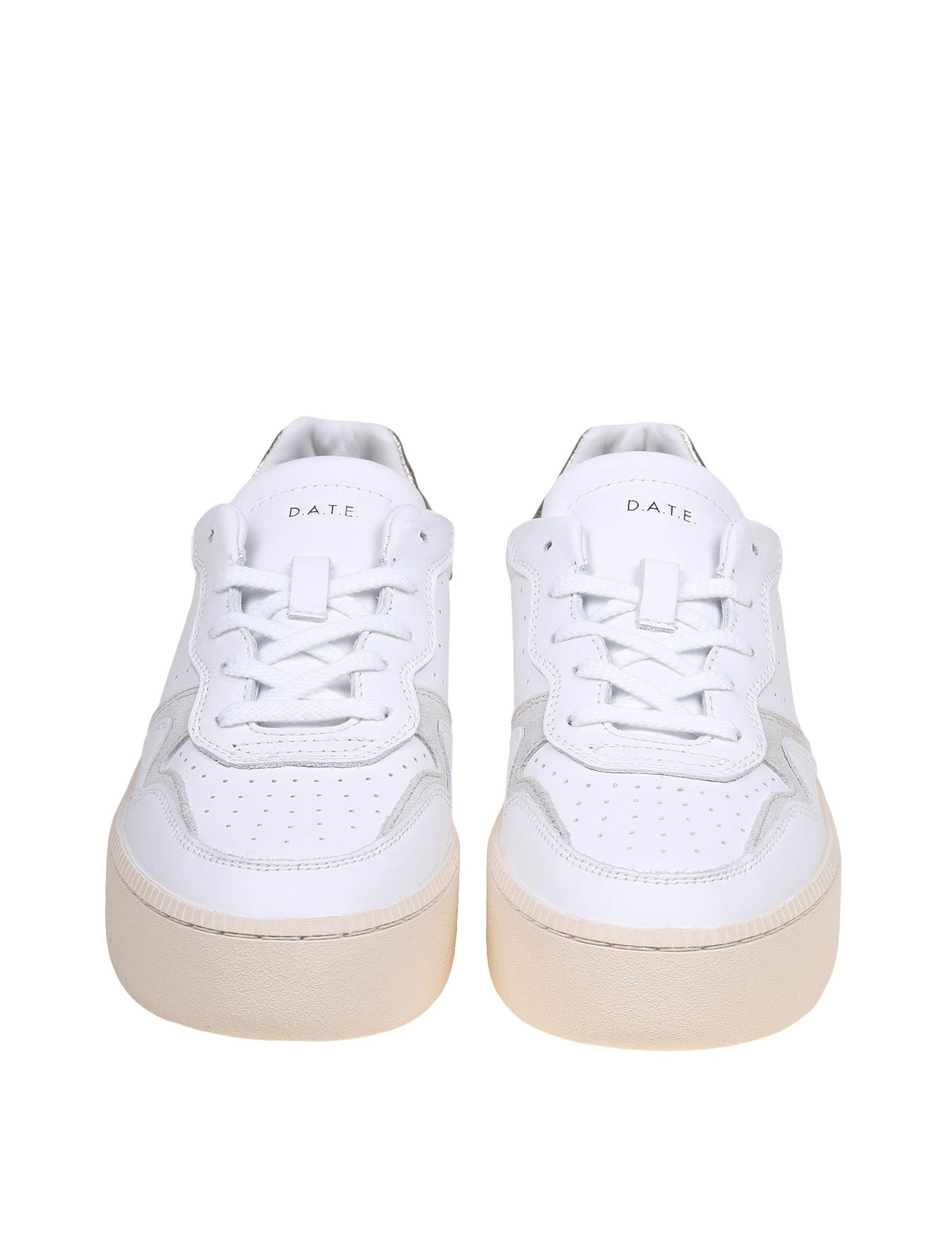 D.A.T.E. SNEAKERS STEP IN WHITE AND GOLD LEATHER