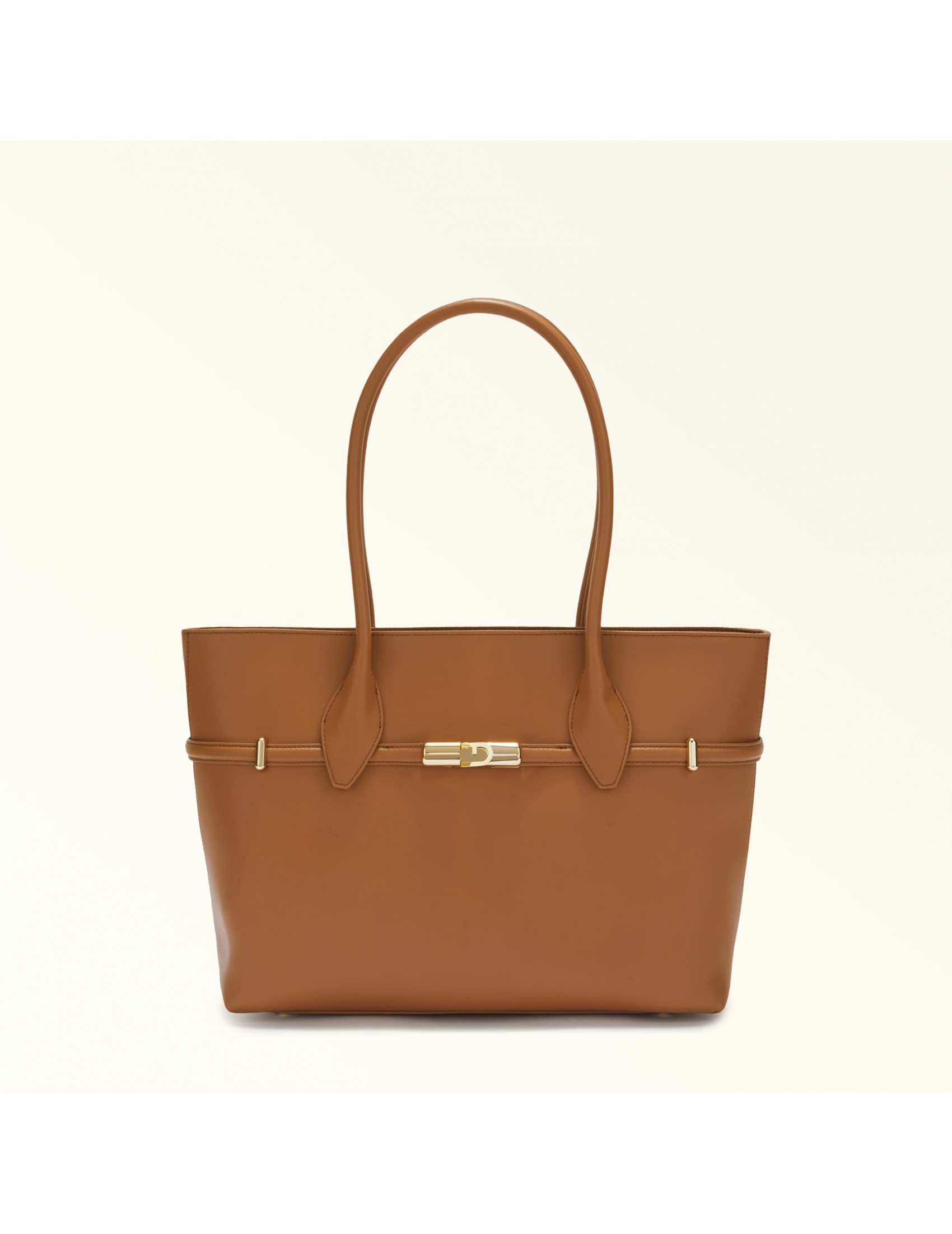 FURLA GOCCIA L SHOPPING BAG IN BRANDY COLOR LEATHER