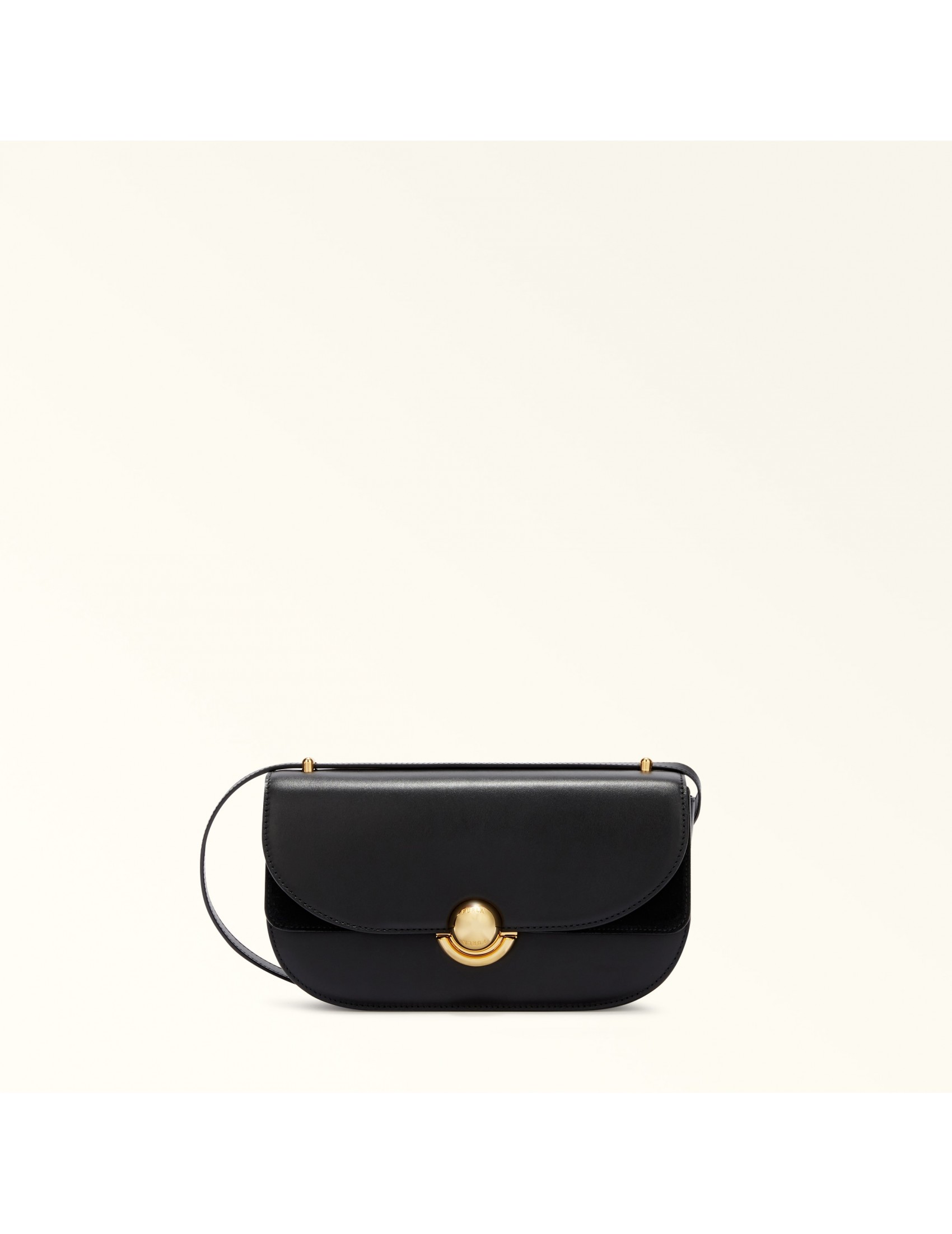 FURLA SFERA S LEATHER SHOULDER BAG BLACK COLOR