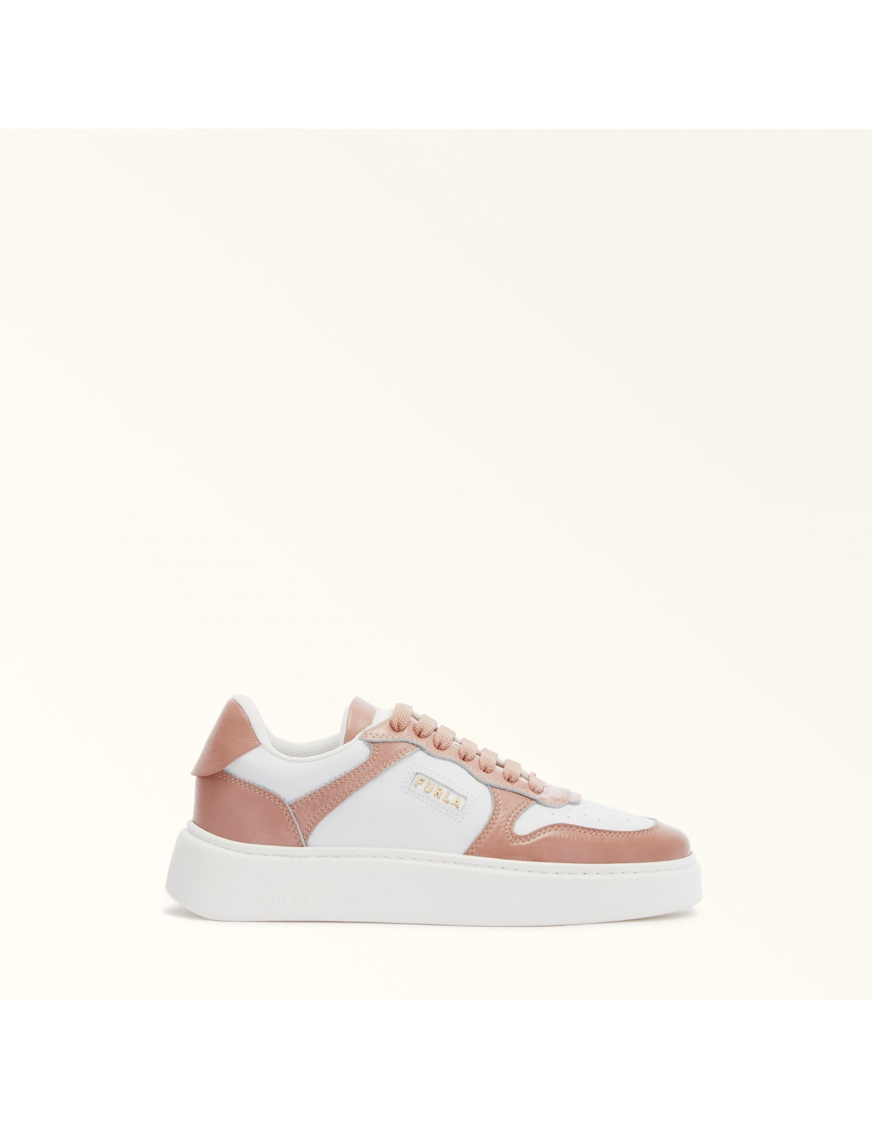 FURLA SNEAKERS SPRT IN PELLE TRAFORATA COLORE BIANCO/MARRONE