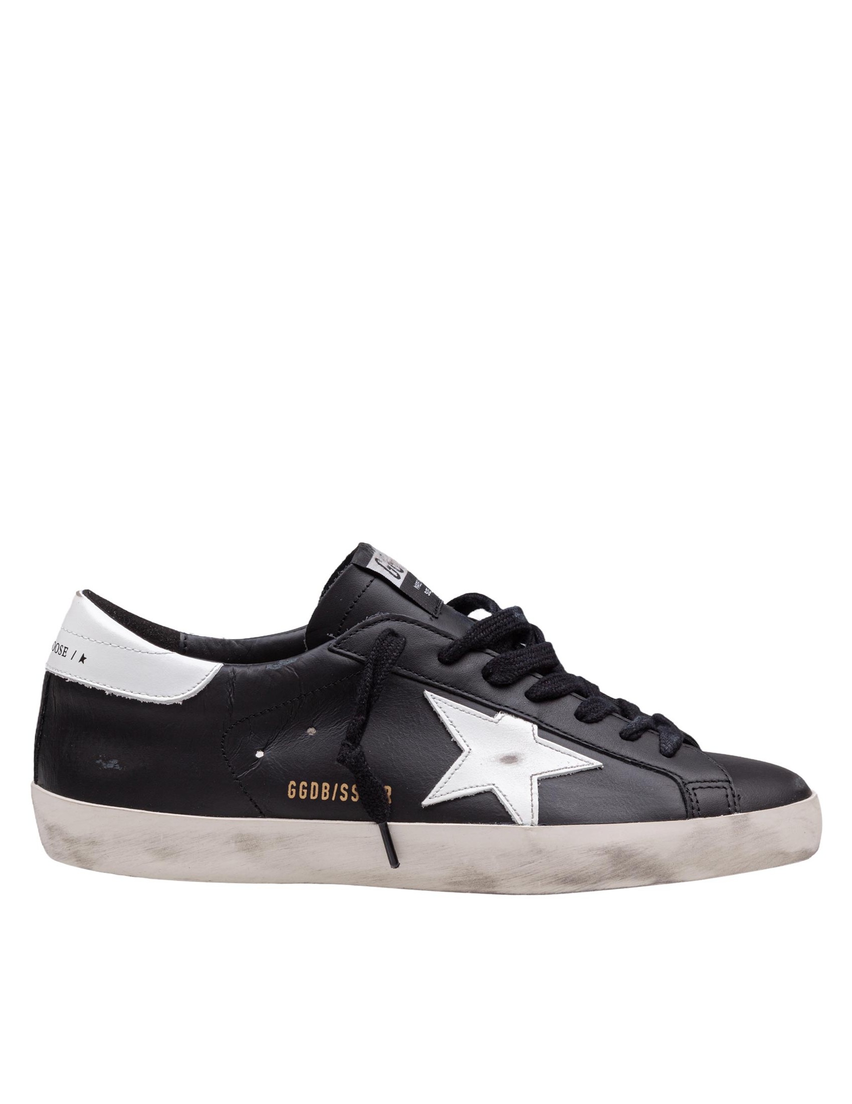 GOLDEN GOOSE SNEAKERS SUPER STAR IN PELLE COLORE NERO E BIANCO