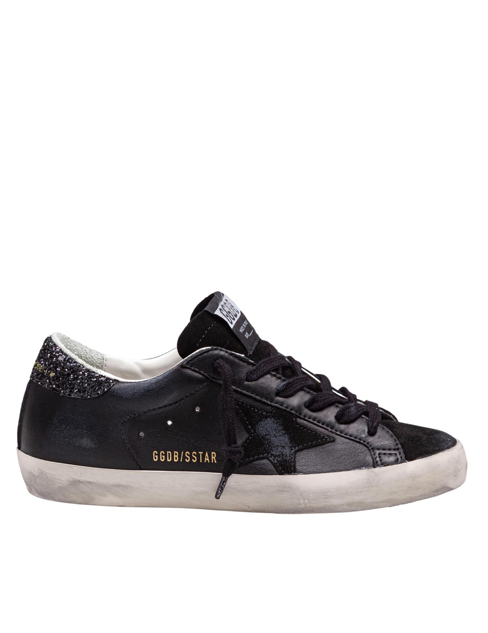 GOLDEN GOOSE SNEAKERS SUPER STAR IN PELLE E CAMOSCIO COLORE NERO