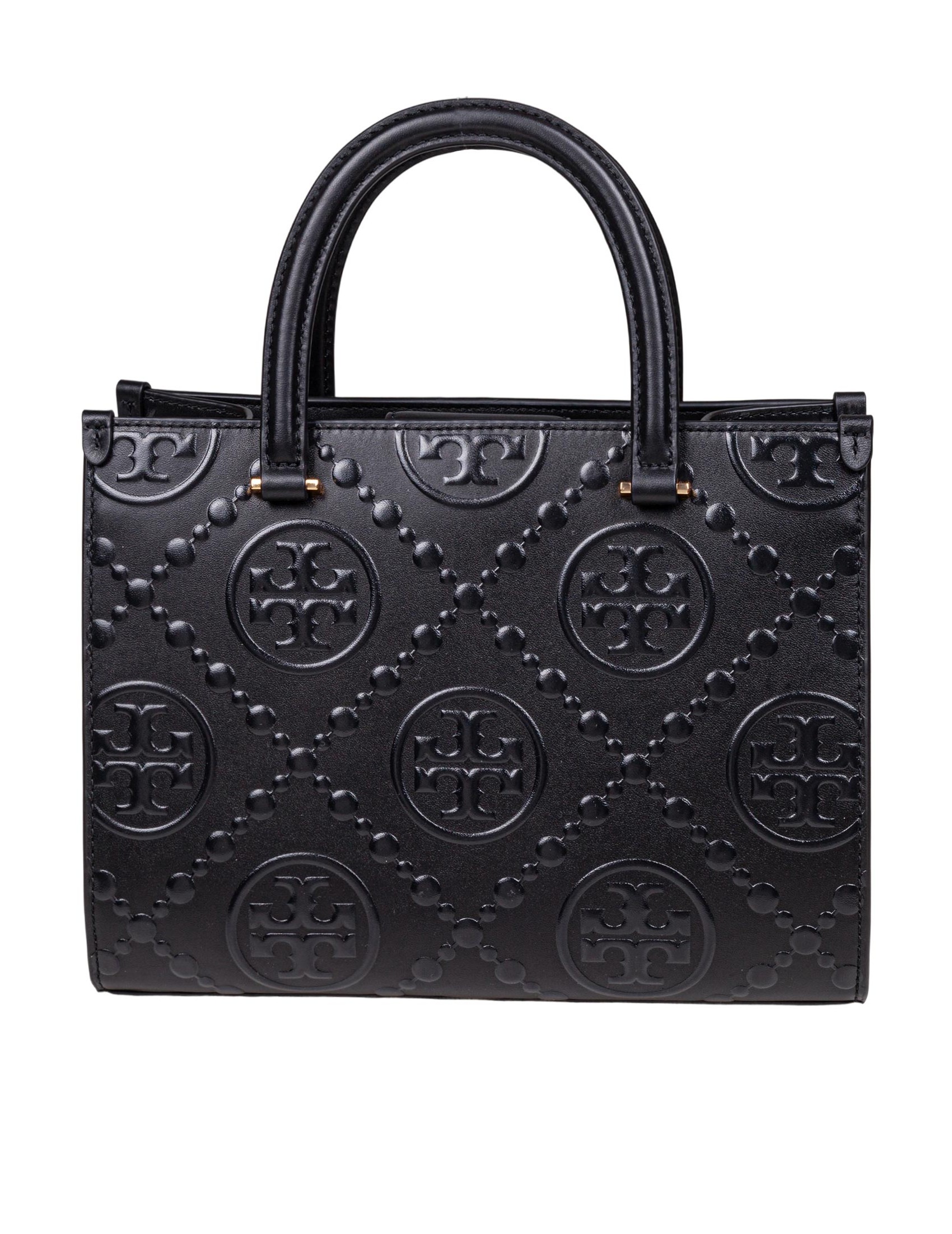 TORY BURCH BORSA TOTE BAG IN PELLE MONOGRAM COLORE NERO