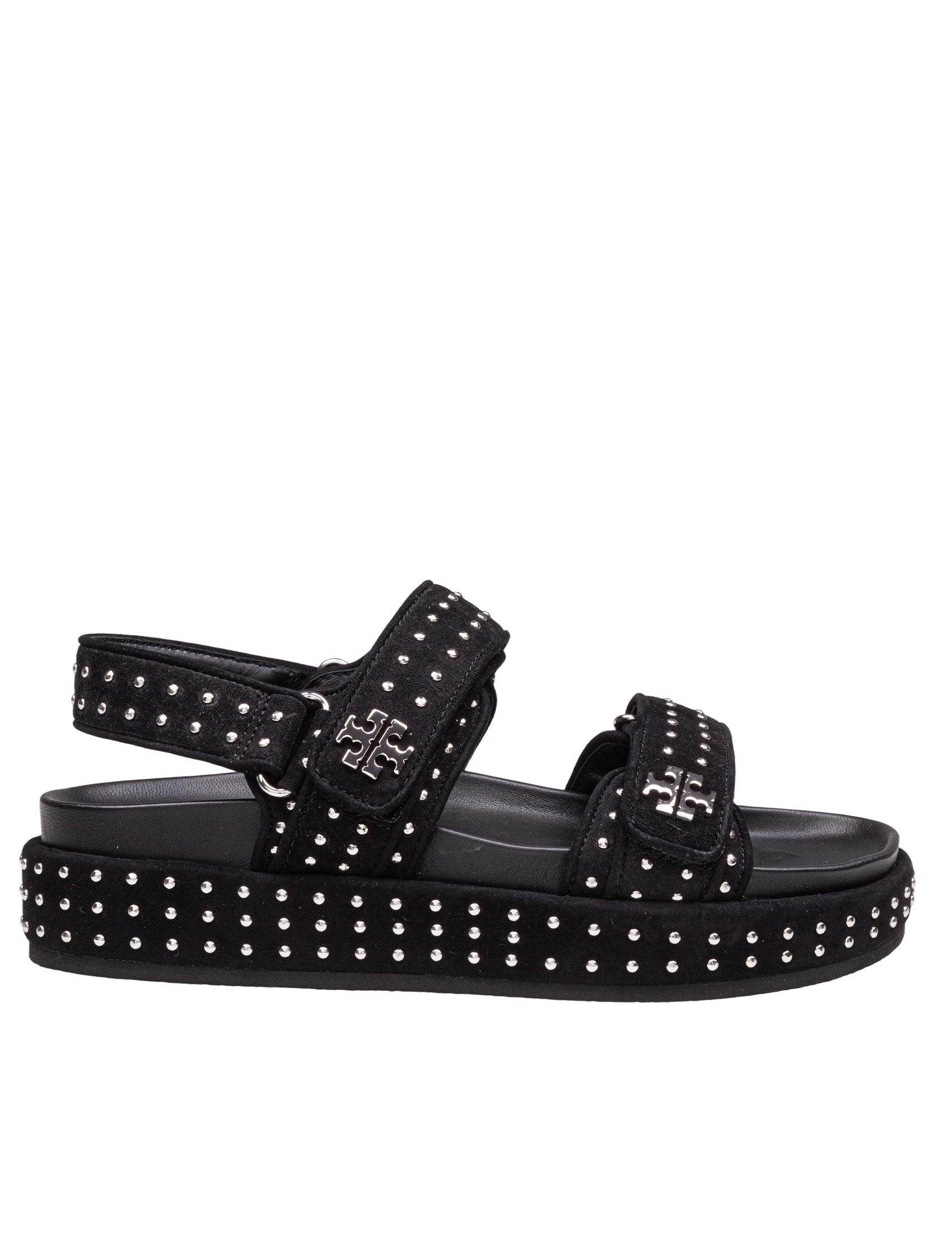 TORY BURCH KIRA SUEDE SANDAL WITH APPLIED STUDS