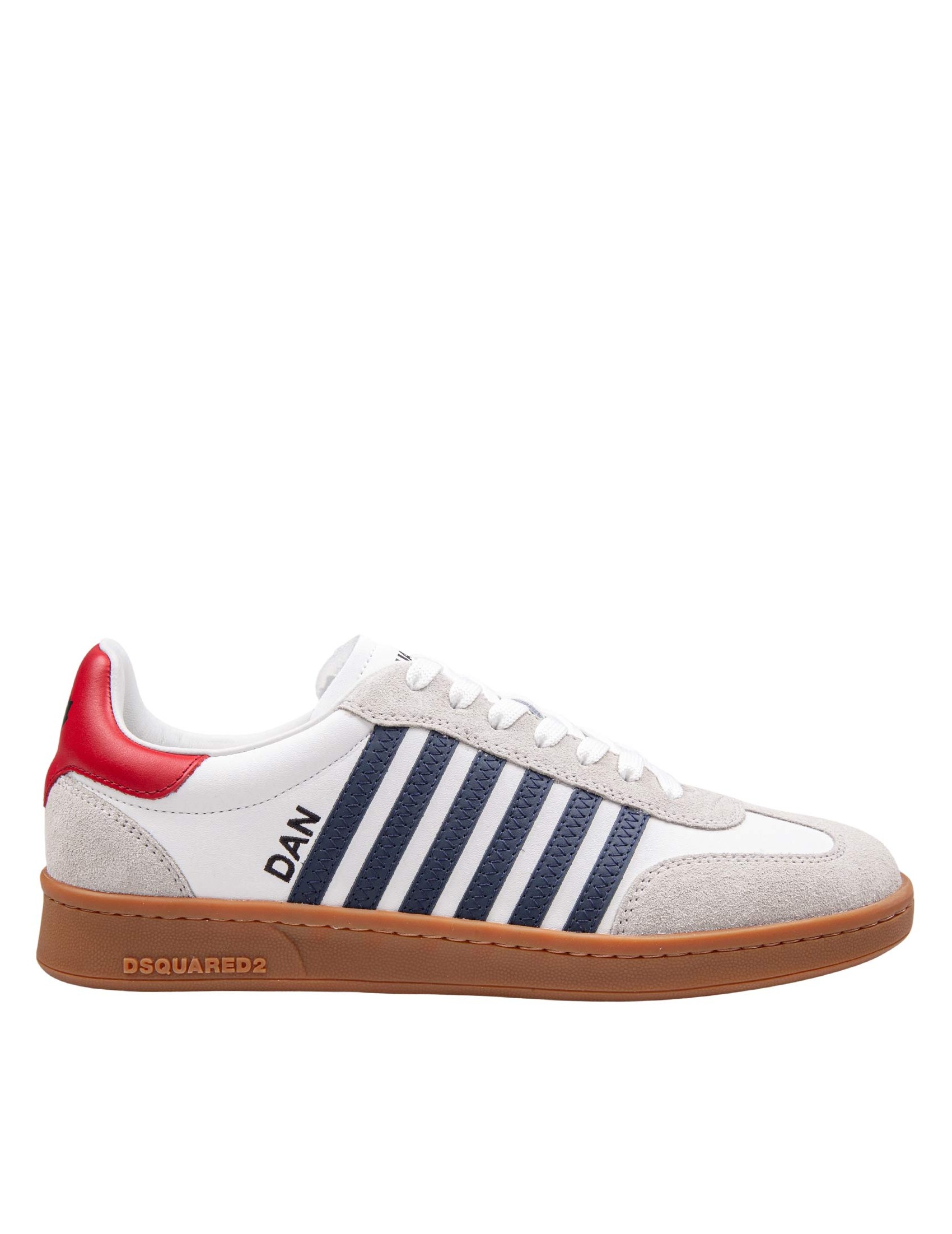 DSQUARED2 SNEAKERS BOXER IN PELLE COLORE BIANCO/BLU