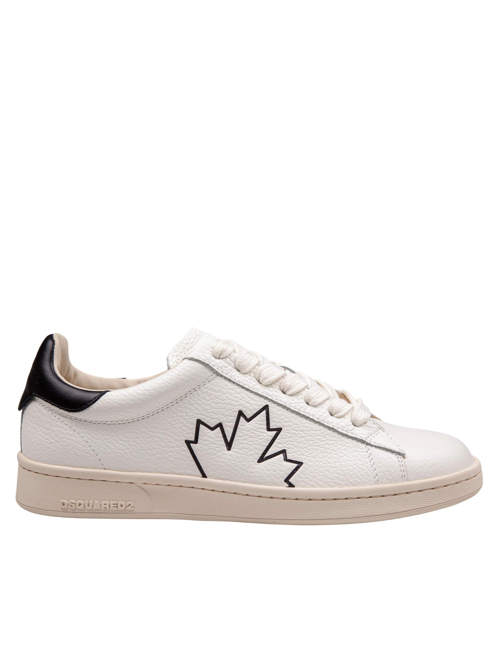 DSQUARED2 BOXER SNEAKERS IN LEATHER COLOR BLACK AND WHITE