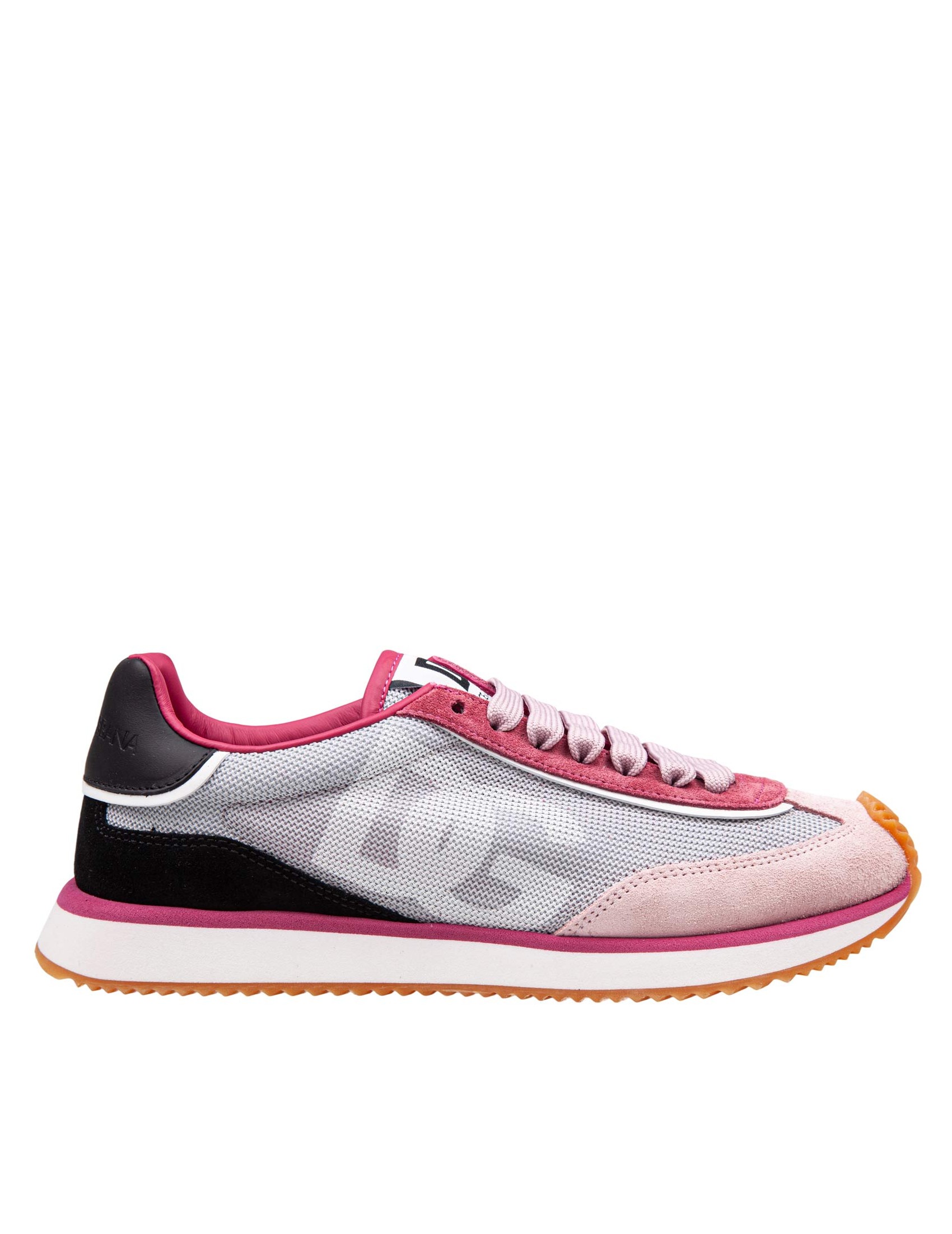 DOLCE & GABBANA SNEAKERS DRAGON IN MIX DI MATERIALI COLORE GRIGIO E FUCSIA