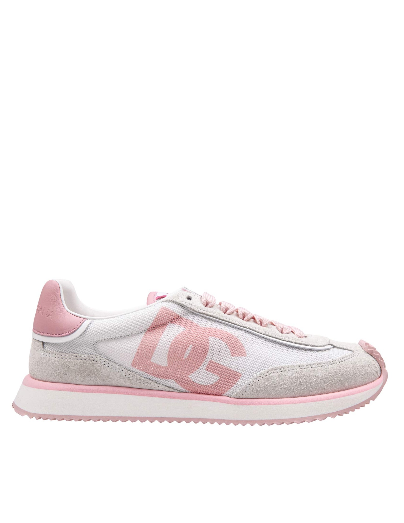 DOLCE & GABBANA DRAGON SNEAKERS IN MIXED MATERIALS WHITE AND PINK COLOR