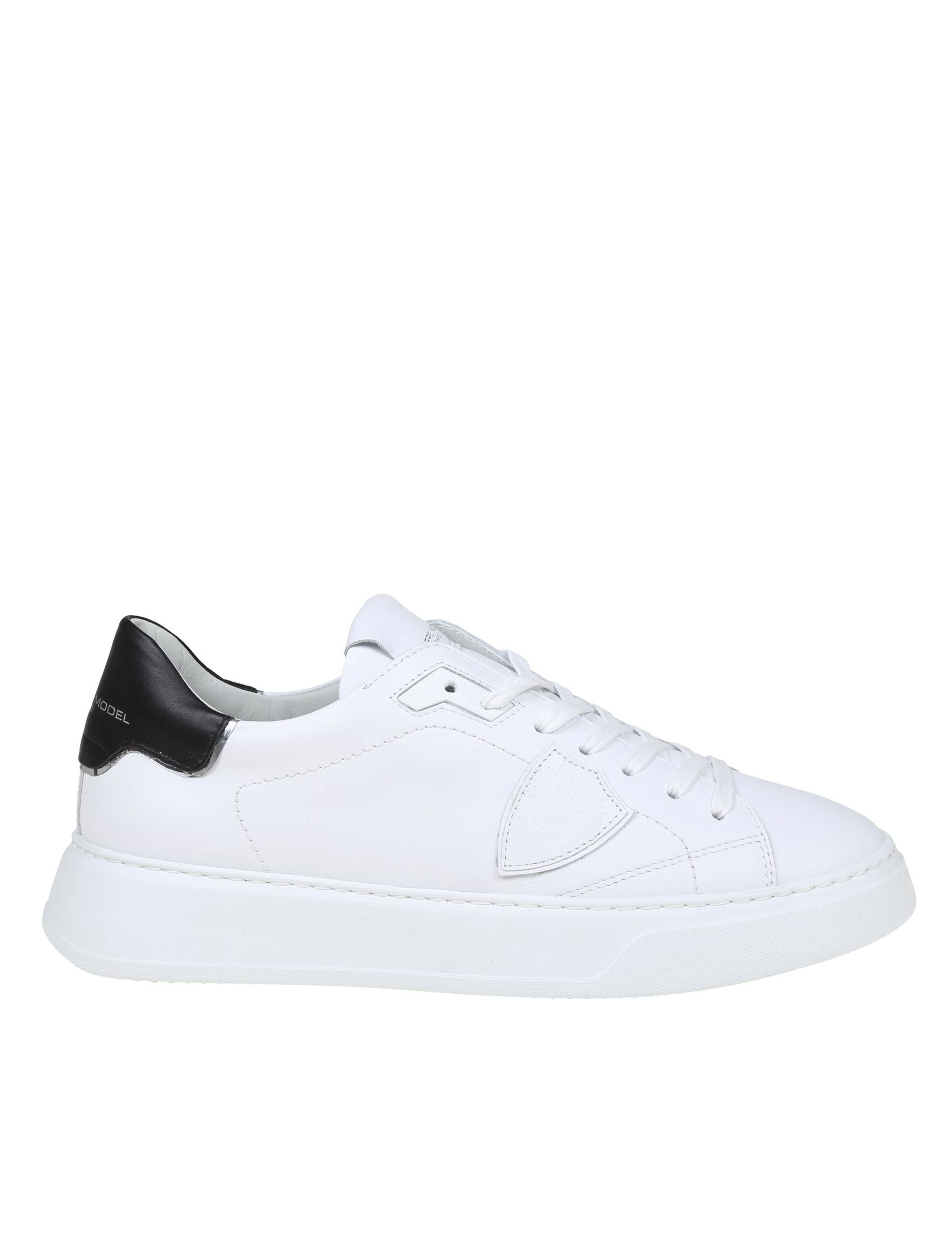 PHILIPPE MODEL SNEAKERS TEMPLE LOW IN PELLE COLORE BIANCO E NERO