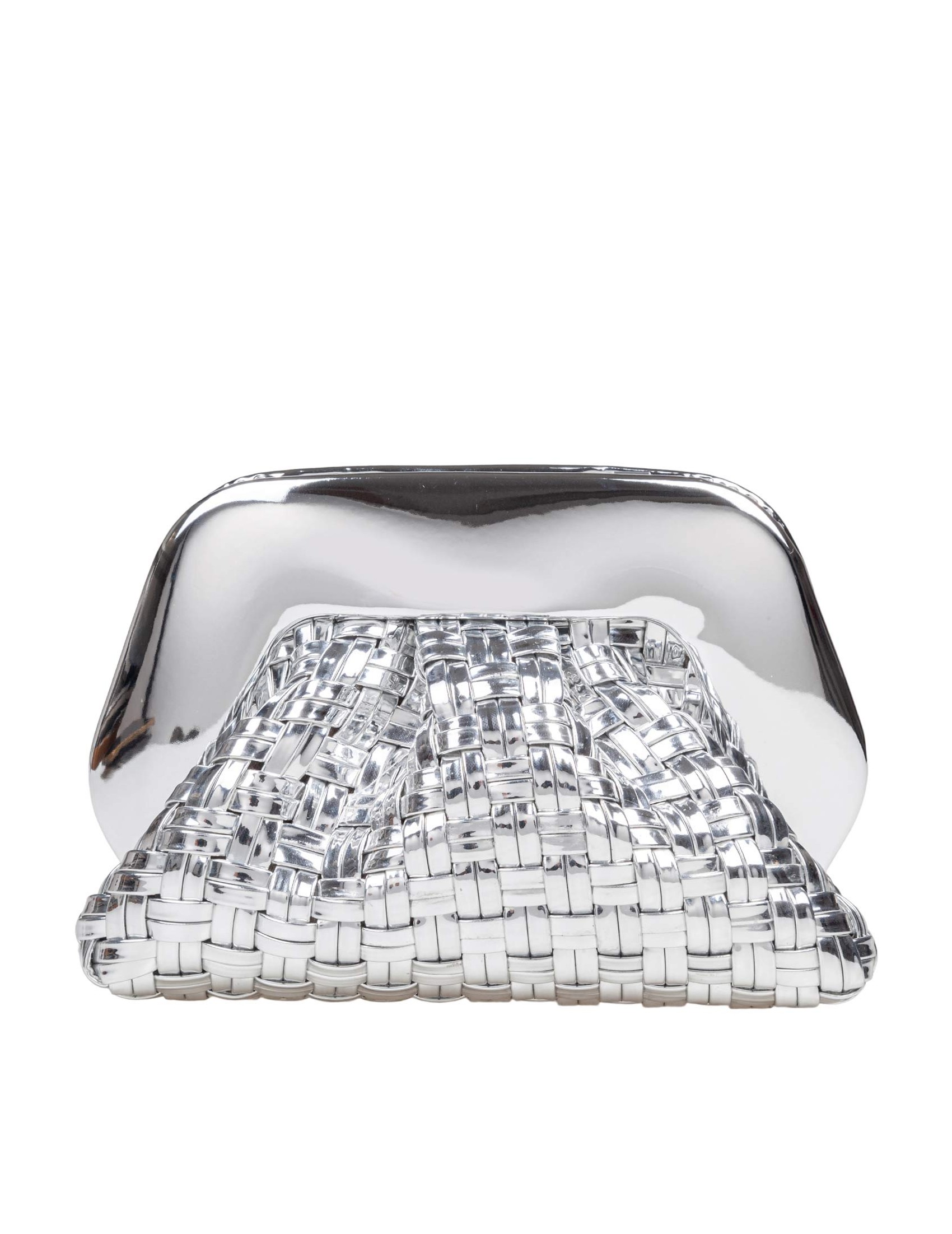 THEMOIRè VEGAN FABRIC CLUTCH BAG MIRROR EFFECT COLOR SILVER