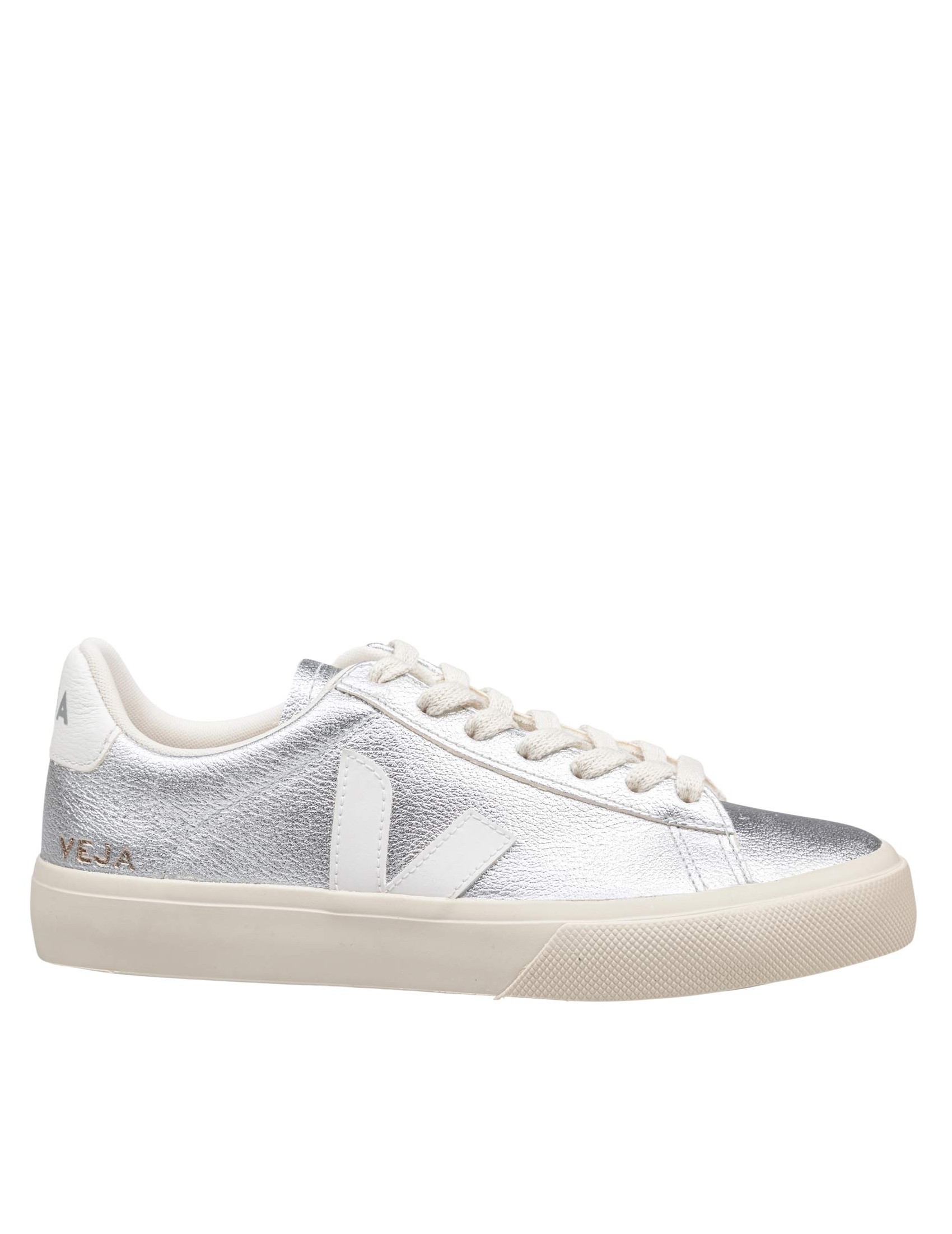 VEJA CAMPO SNEAKERS IN LEATHER COLOR SILVER