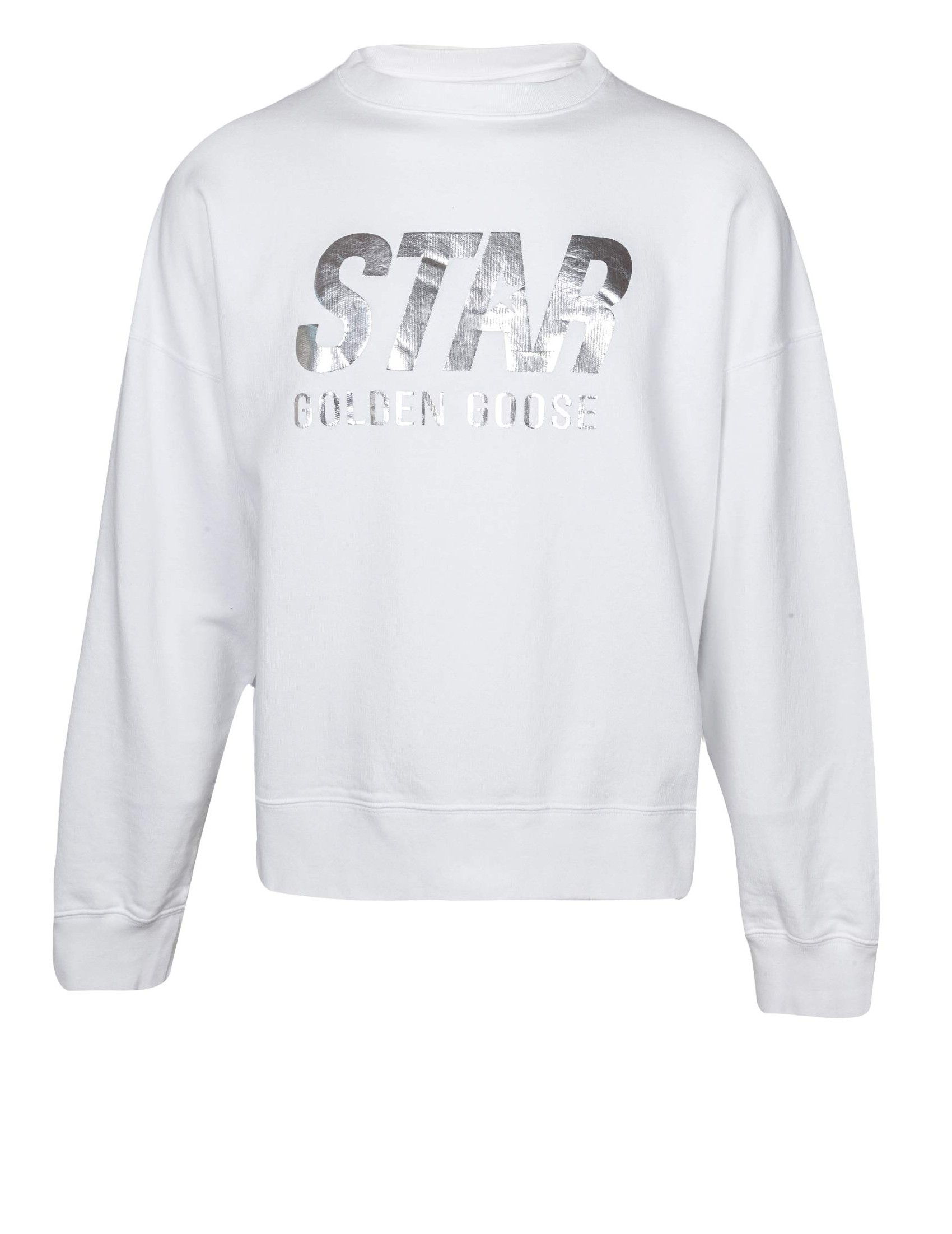 GOLDEN GOOSE COTTON CREWNECK SWEATSHIRT COLOR WHITE