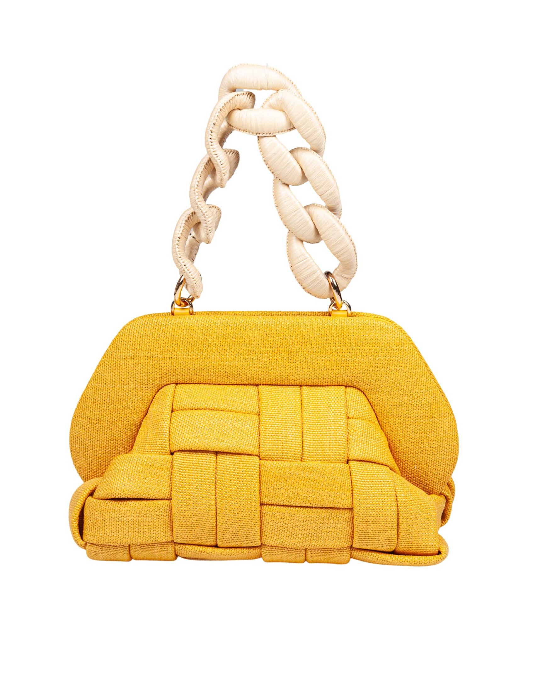 THEMOIRè CANVAS CLUTCH BAG COLOR YELLOW OCHER