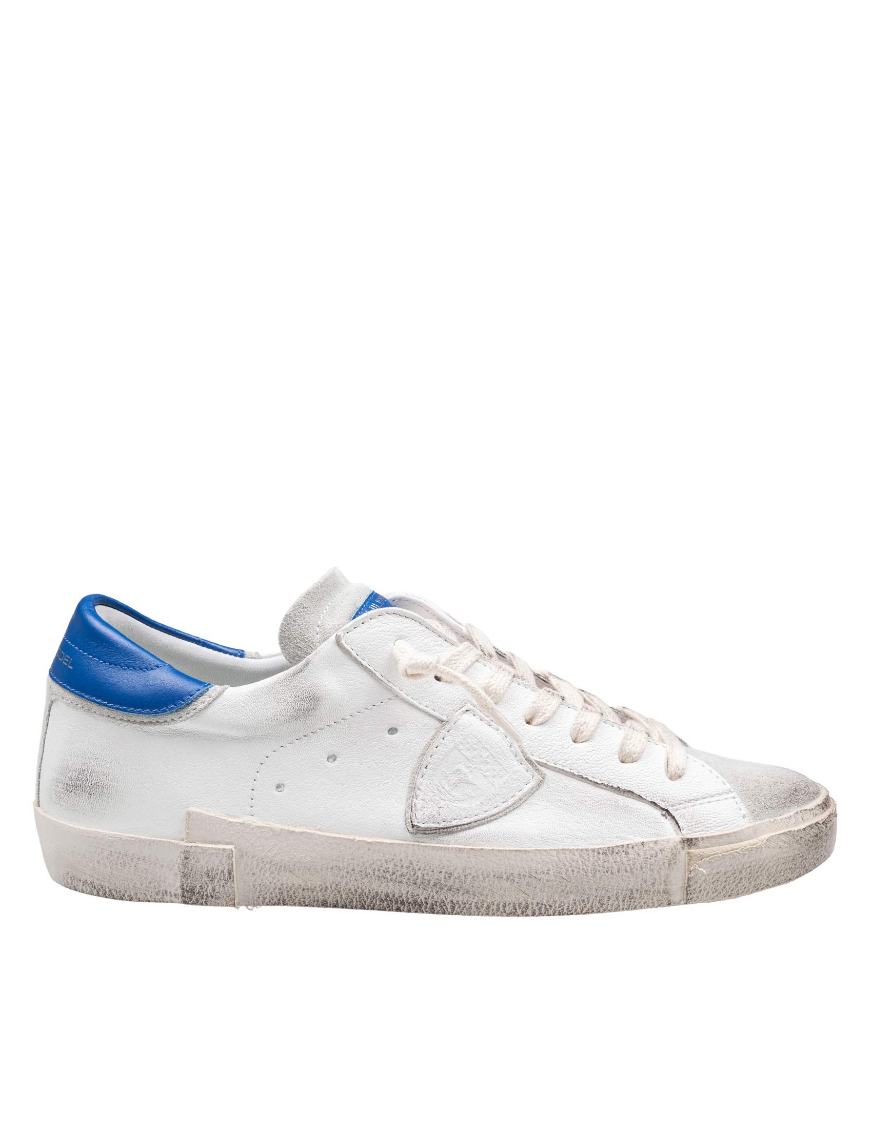 PHILIPPE MODEL PRSX LOW SNEAKERS IN LEATHER COLOR WHITE AND BLUETTE