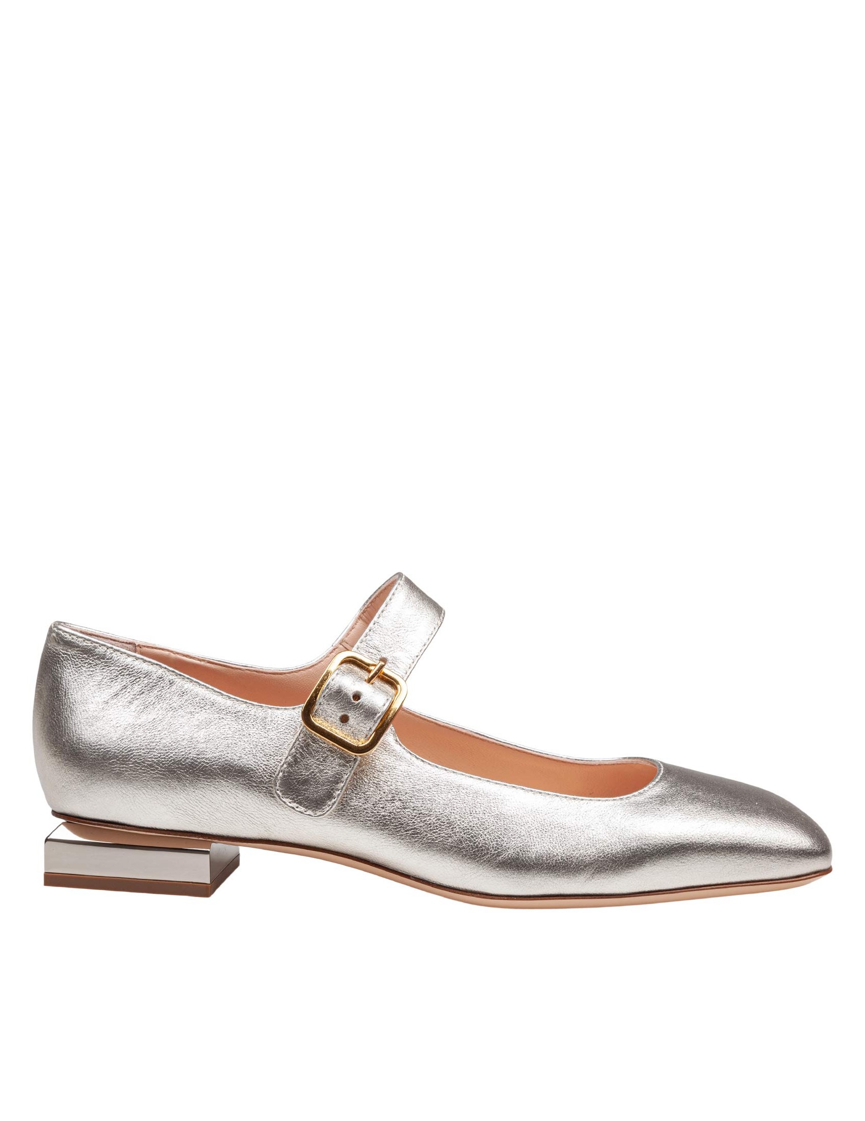 AGL BALLERINA ANGIE L BEBE' IN PELLE LAMINATA COLORE PLATINO